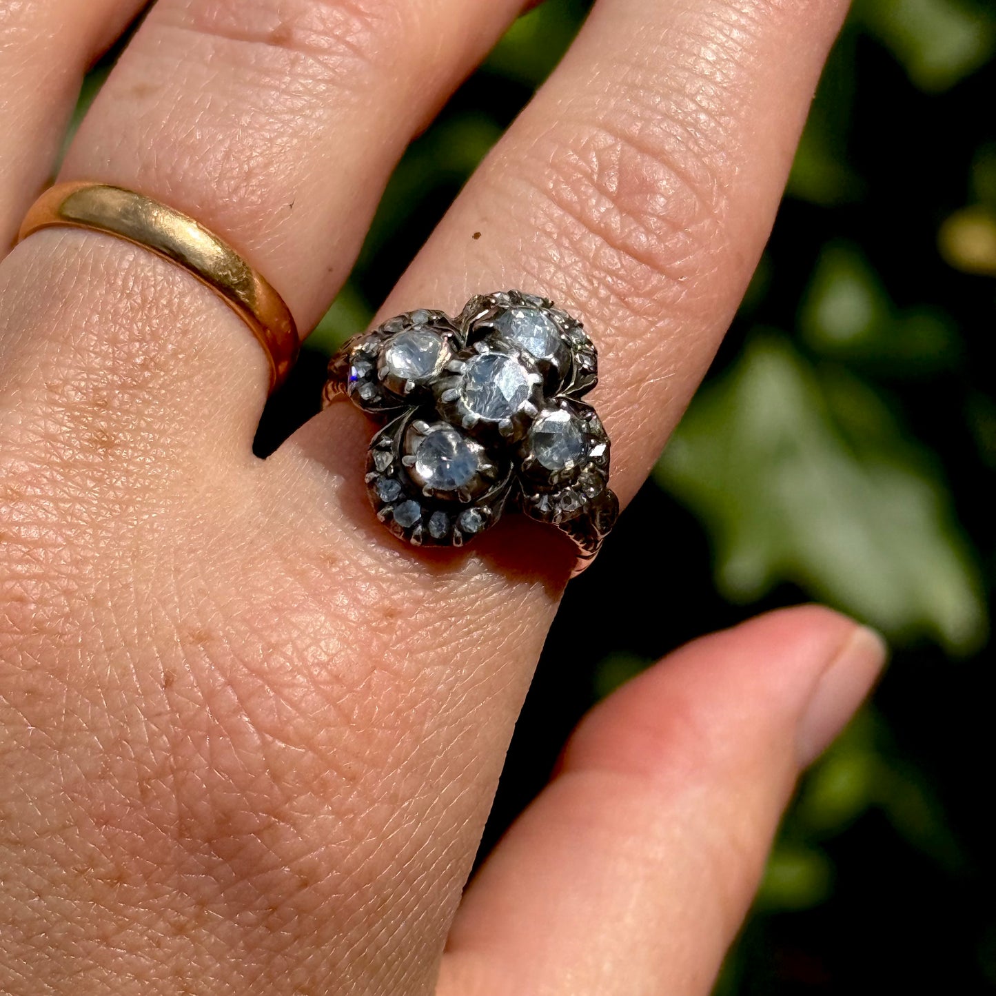 Antique Quatrefoil Rose Cut Diamond Ring; Circa 1900