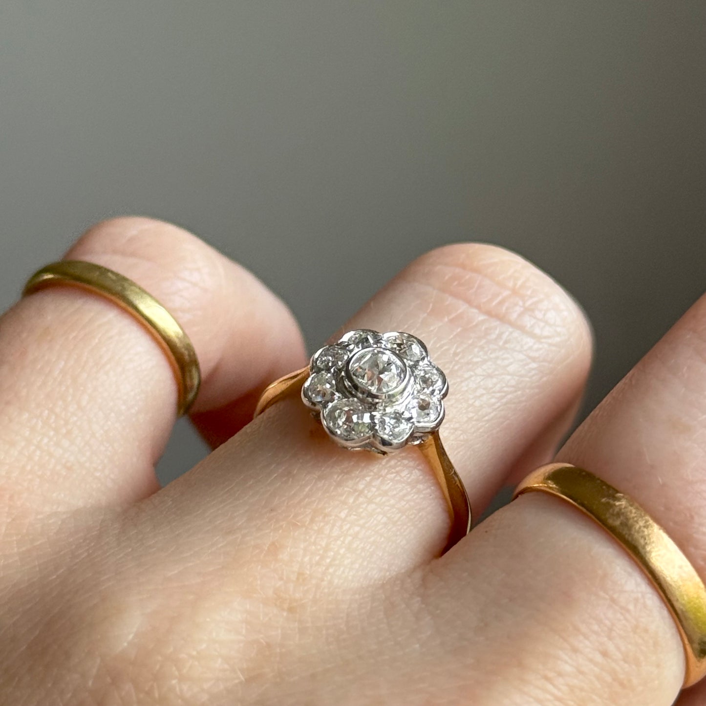 Antique Victorian Diamond Daisy Cluster Ring in 18 Carat Gold; Circa 1895