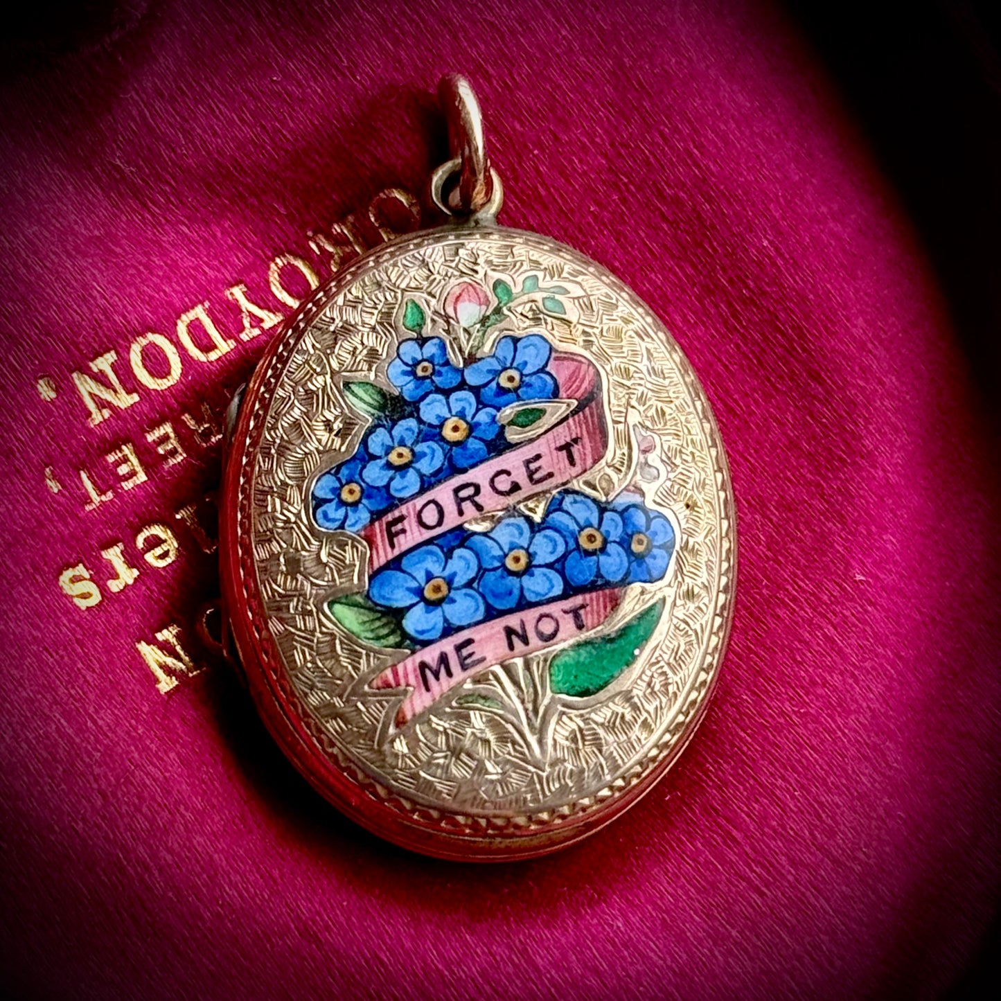 Victorian Enamel “Forget Me Not” Sentimental Locket; Circa 1890