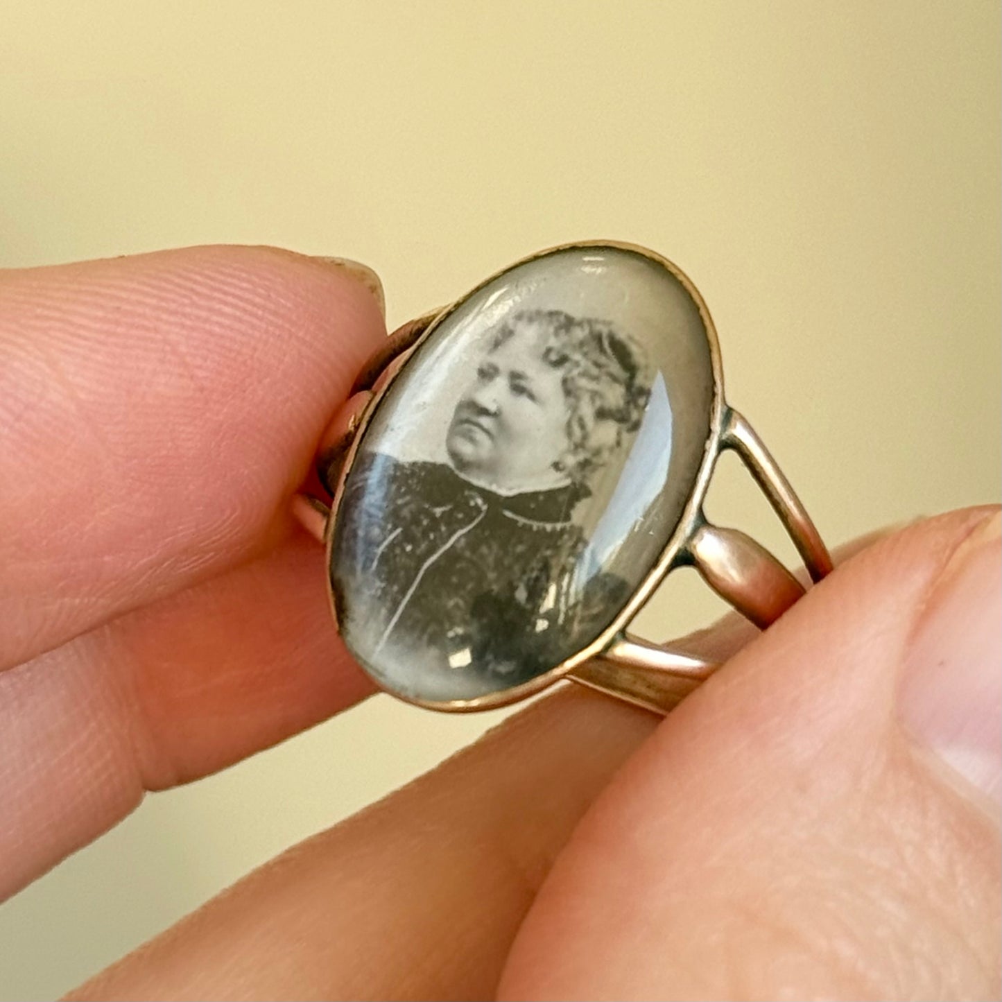 Antique Victorian Mourning 'Mary' Portrait Ring; Circa 1860