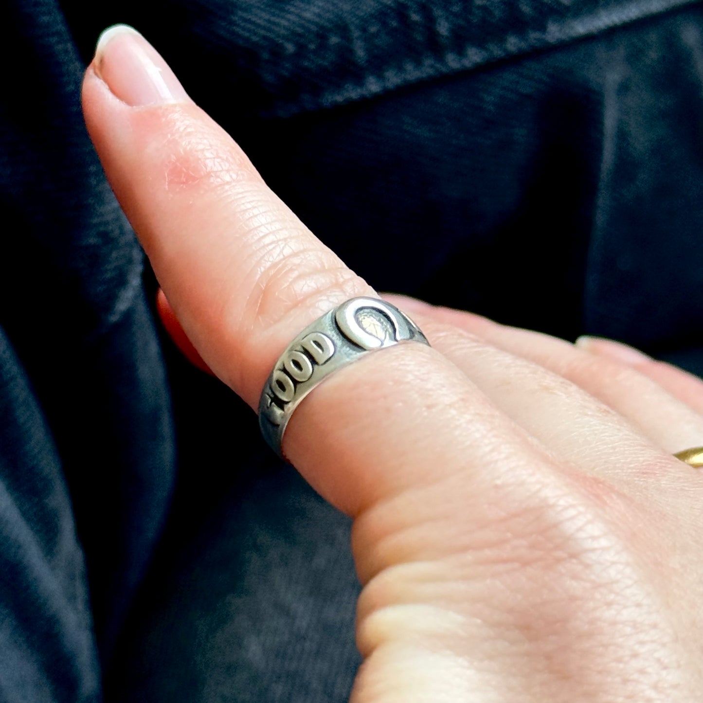 Antique Victorian Good Luck Silver Ring; Circa 1880