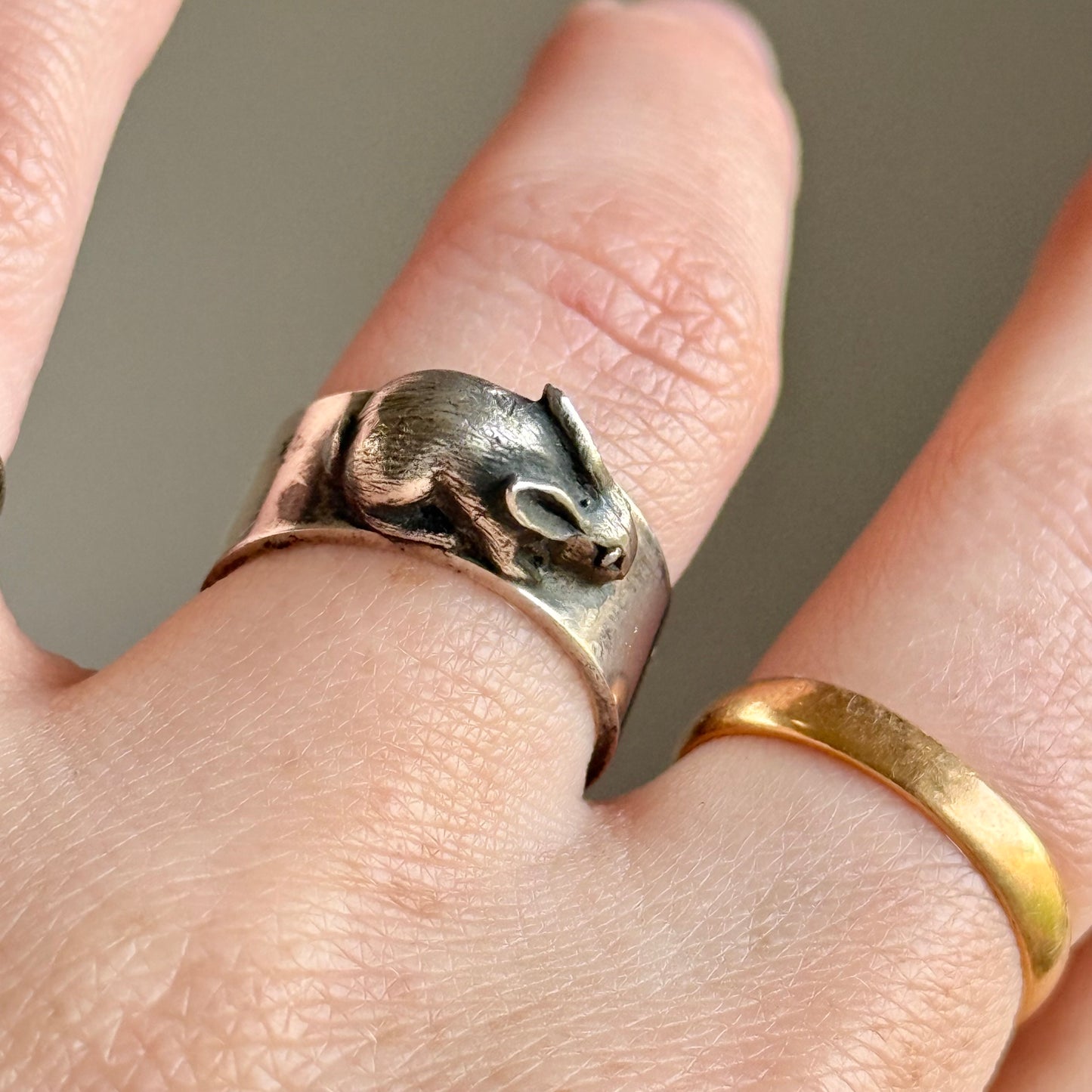Vintage Chunky Bunny Ring in Sterling Silver
