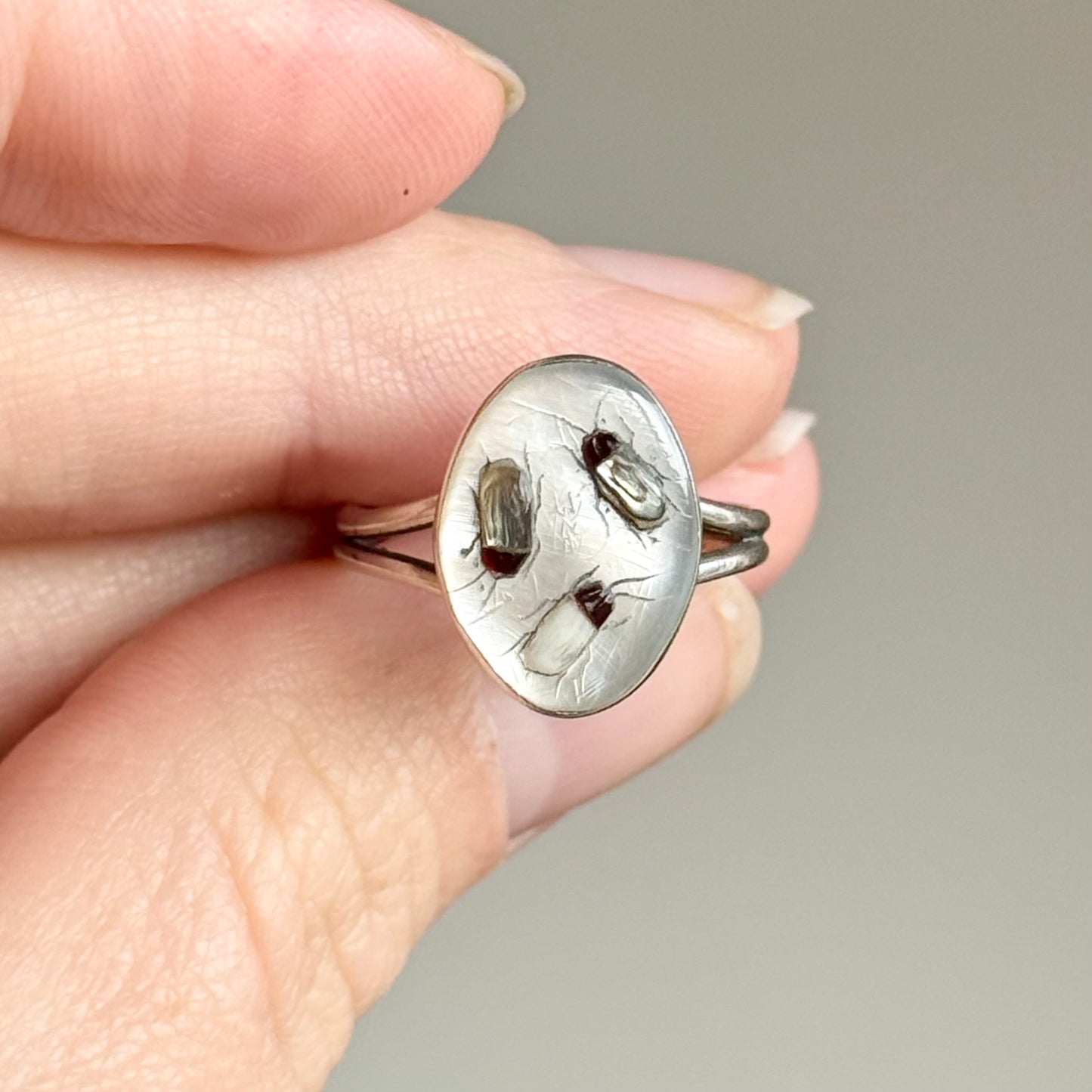 Vintage Shibayama Ring in Sterling Silver