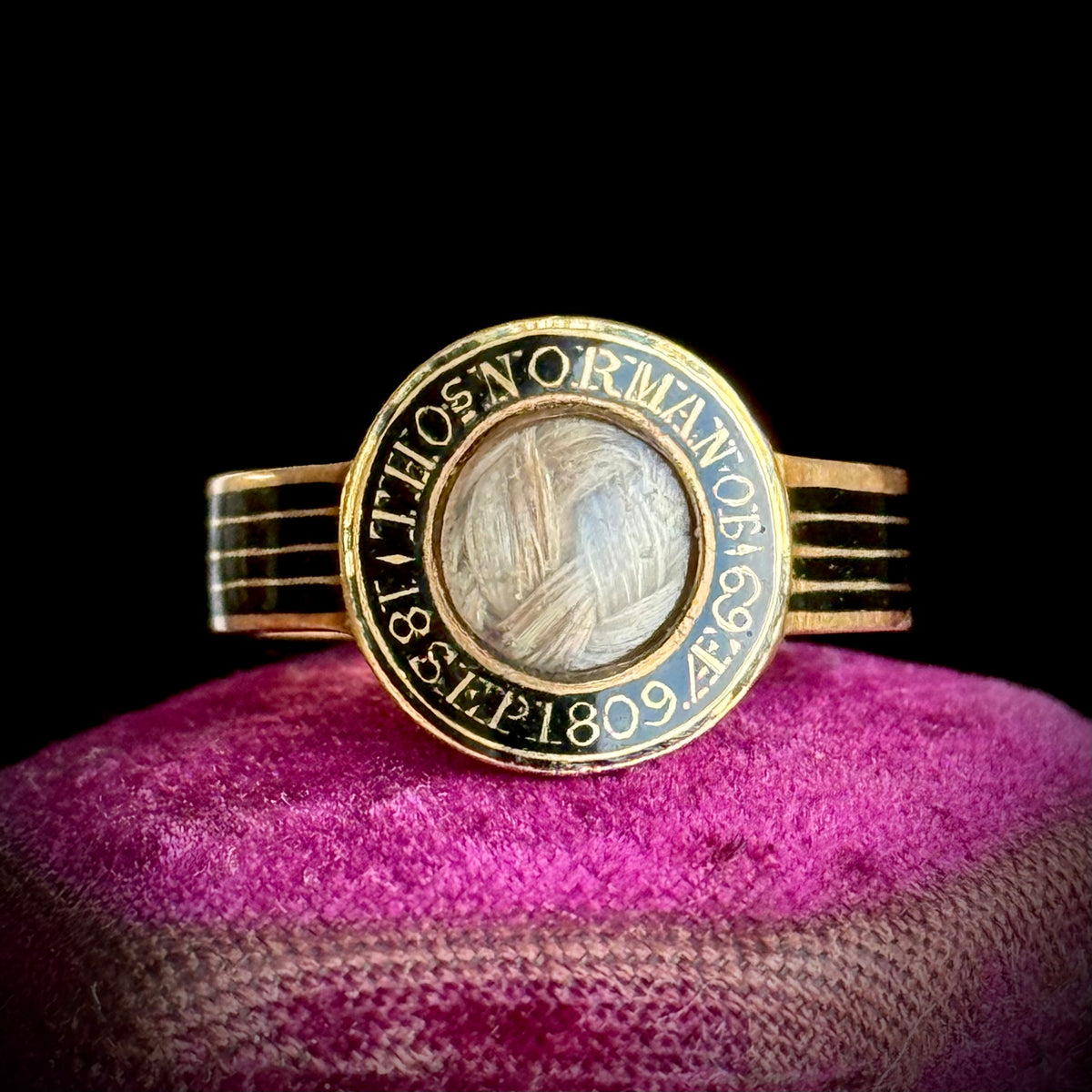 Antique Georgian Mourning Ring in 18 Carat Gold; circa 1809