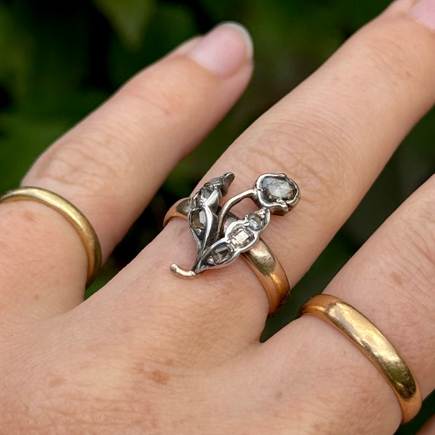 Unique Georgian Diamond Tulip Ring in 18 Carat Gold