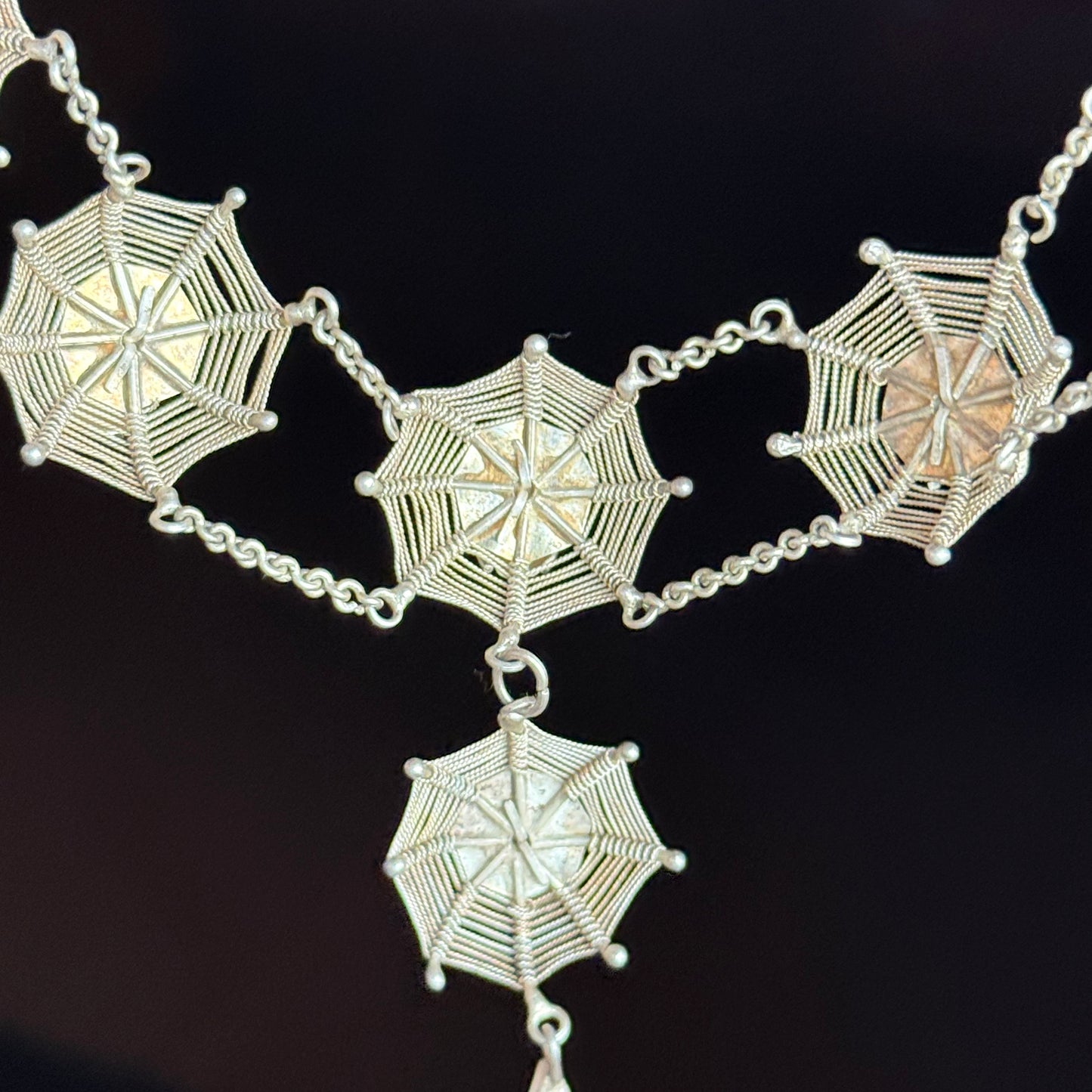 Late Victorian Filigree Spider Web Collar; Circa 1890