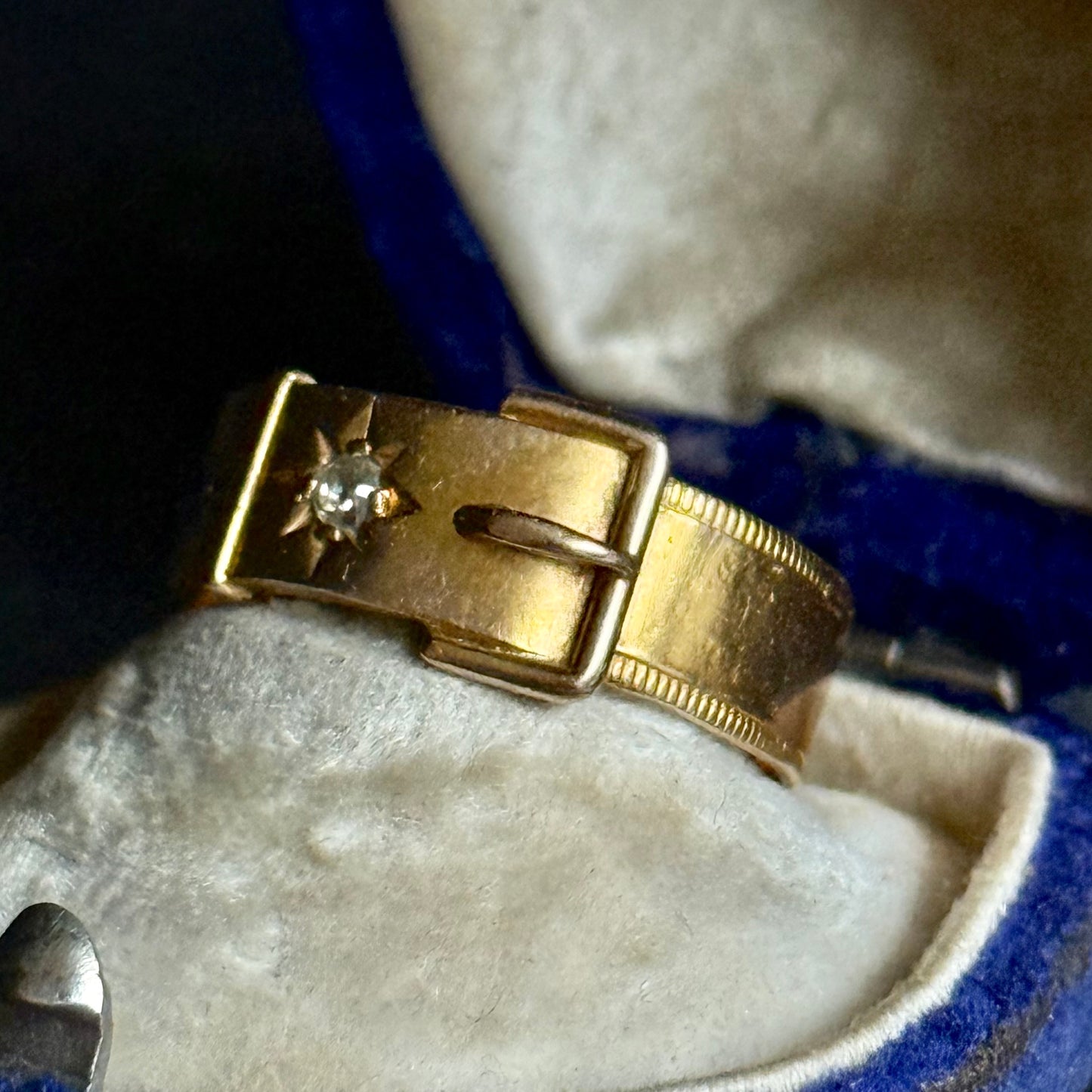 Victorian Buckle Diamond Ring in 15 Carat Gold; Circa 1891