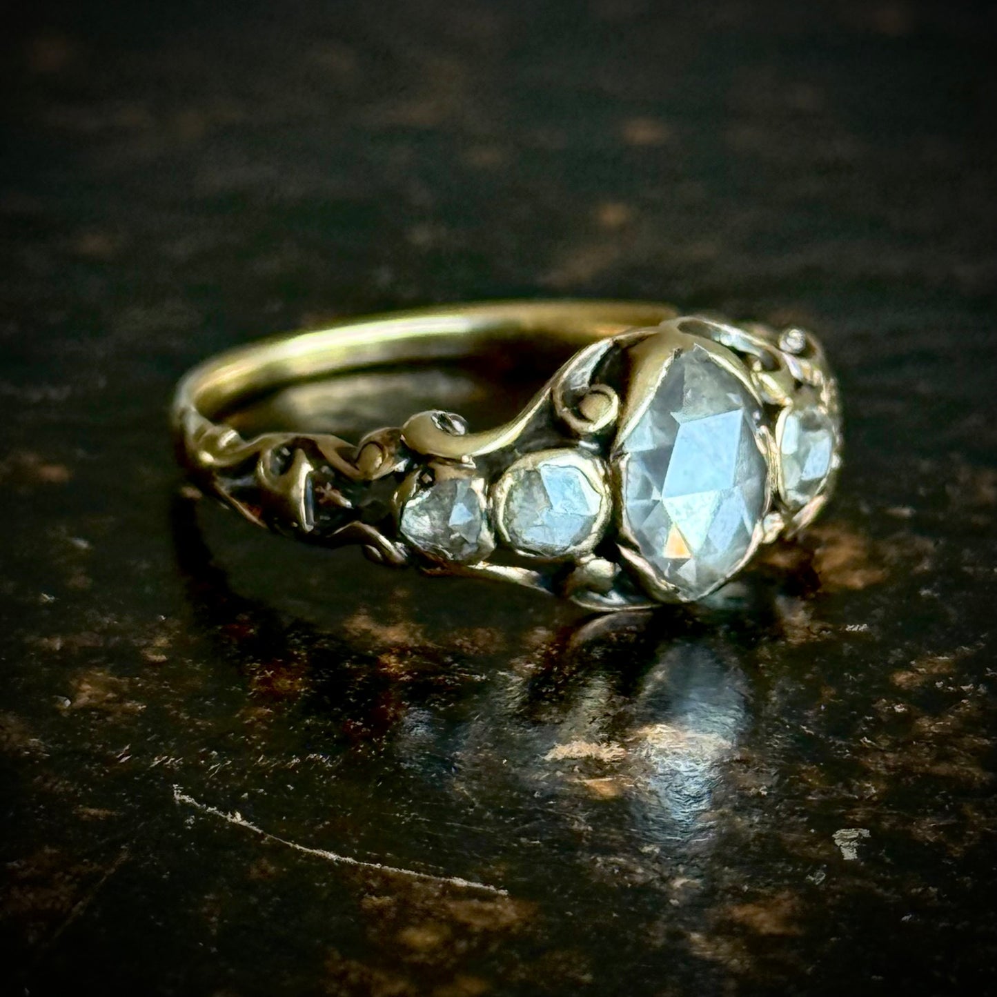 Antique Georgian Rose Cut Diamond Five Stone Ring