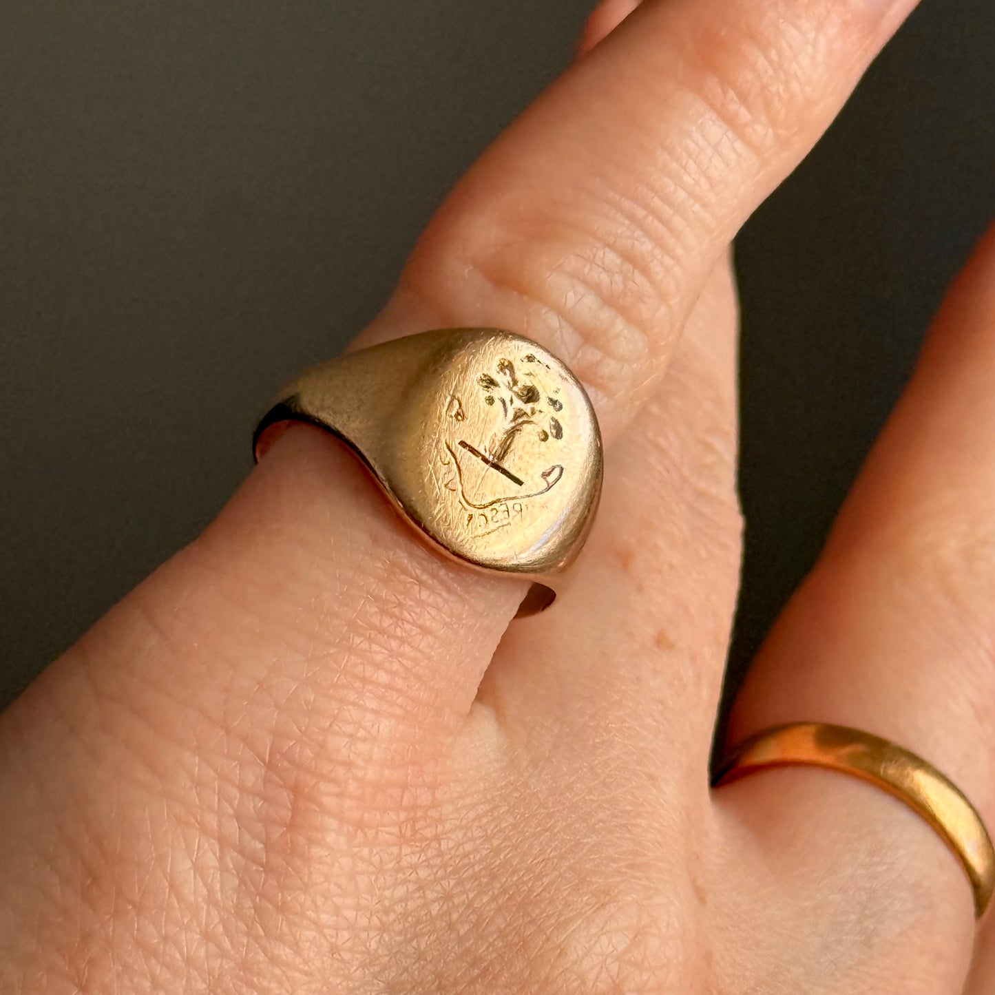 Antique Tree Signet Ring in 9 Carat Gold