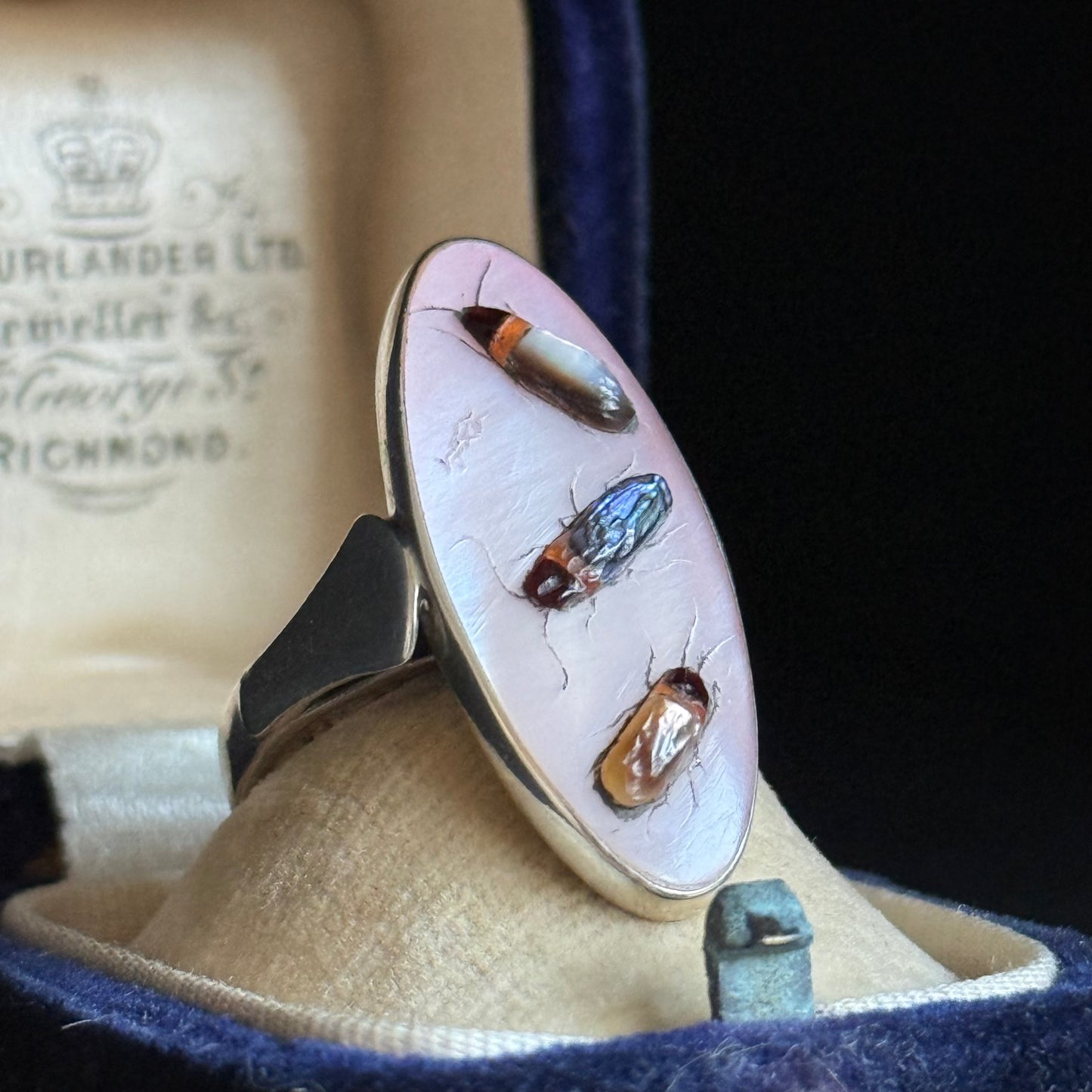 Vintage Shibayama Ring in Sterling Silver