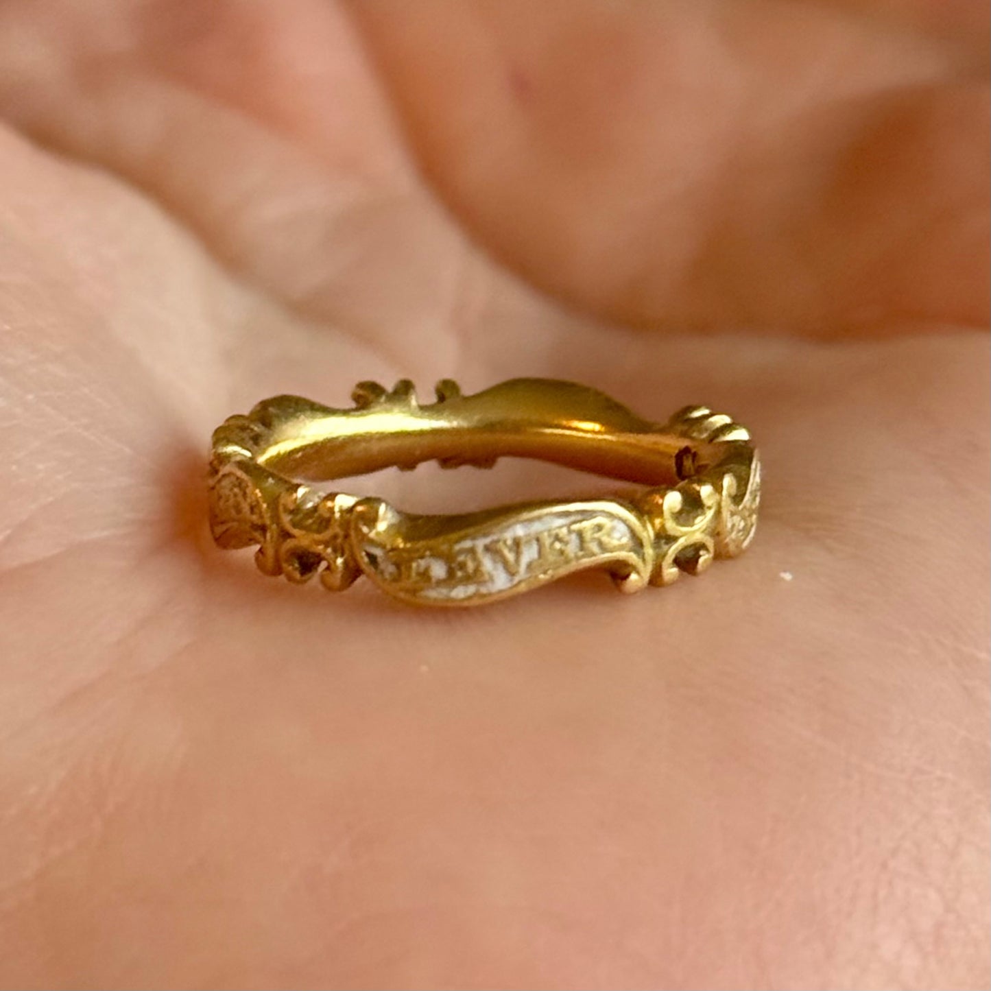 Georgian White Enamel Mourning Ring; Circa 1746