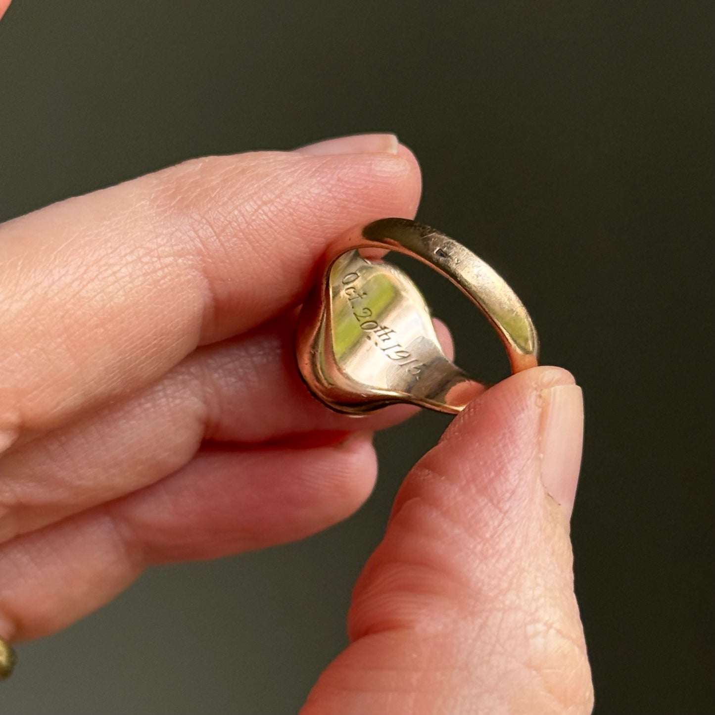 Antique Locket Signet Ring in 9 Carat Rose Gold; Circa 1914