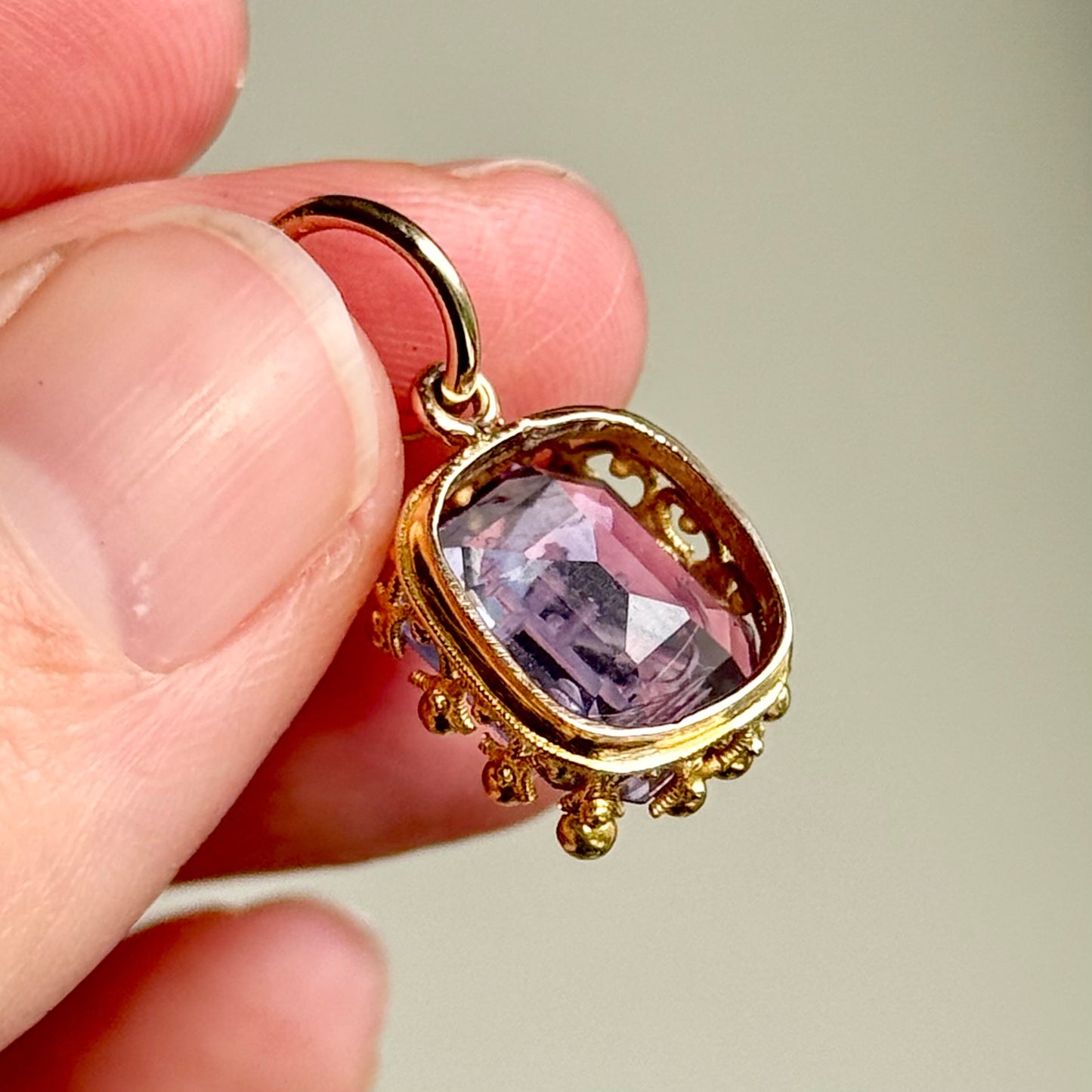 Antique Amethyst Intaglio Pendant in Gold