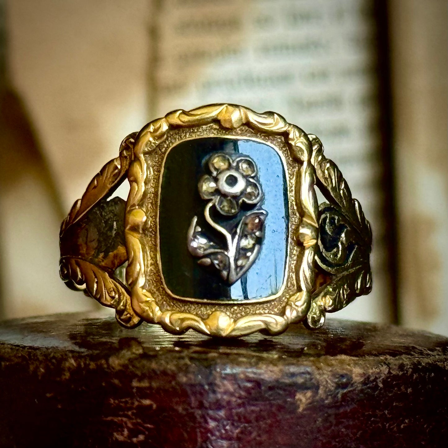 Antique Georgian Forget Me Not Diamond Mourning ring