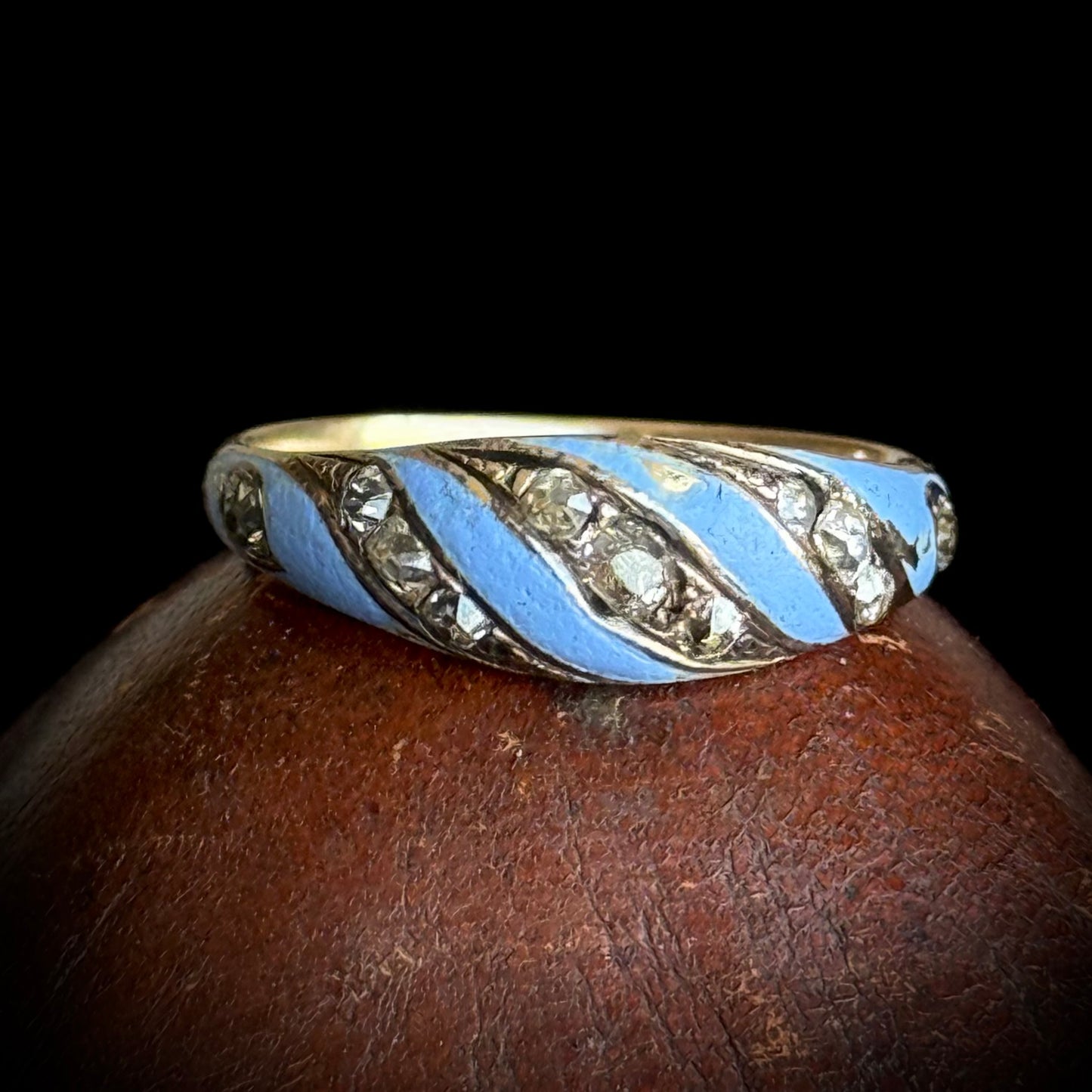 Antique Victorian Diamond & Blue Enamel Ring