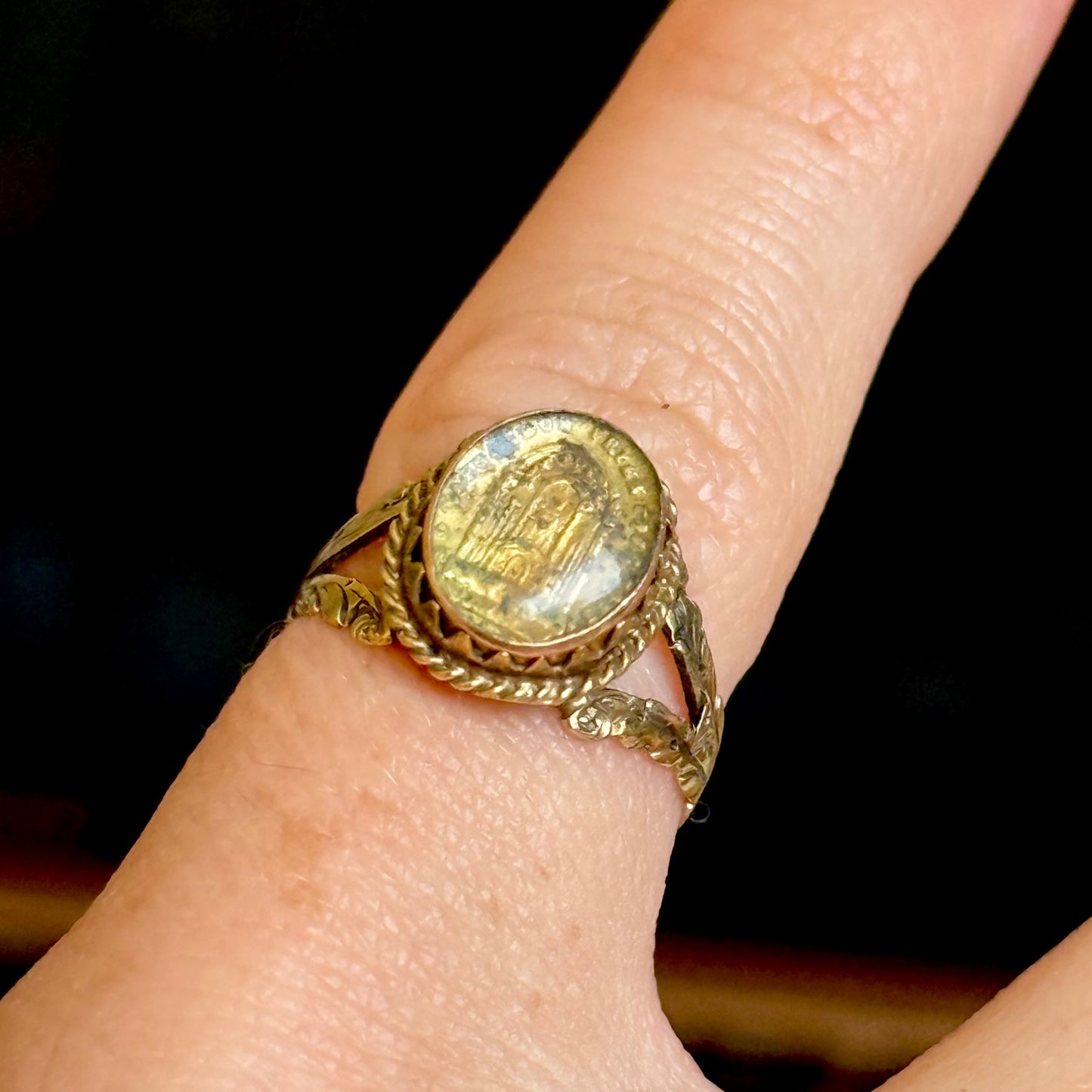 Victorian French Catholic Saints Medal Ring; Circa 1850