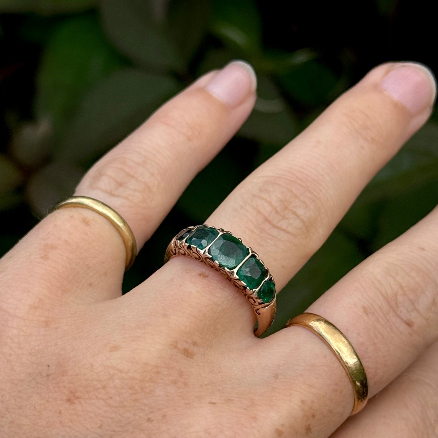 Antique Emerald & Paste Five Stone Ring