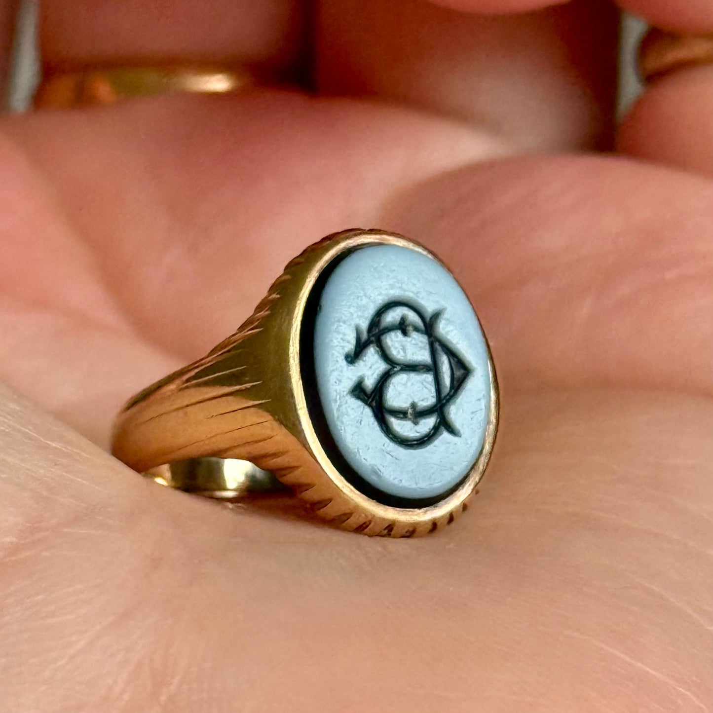 Antique Victorian Monogram Signet Ring in 18 Carat Gold; Circa 1890