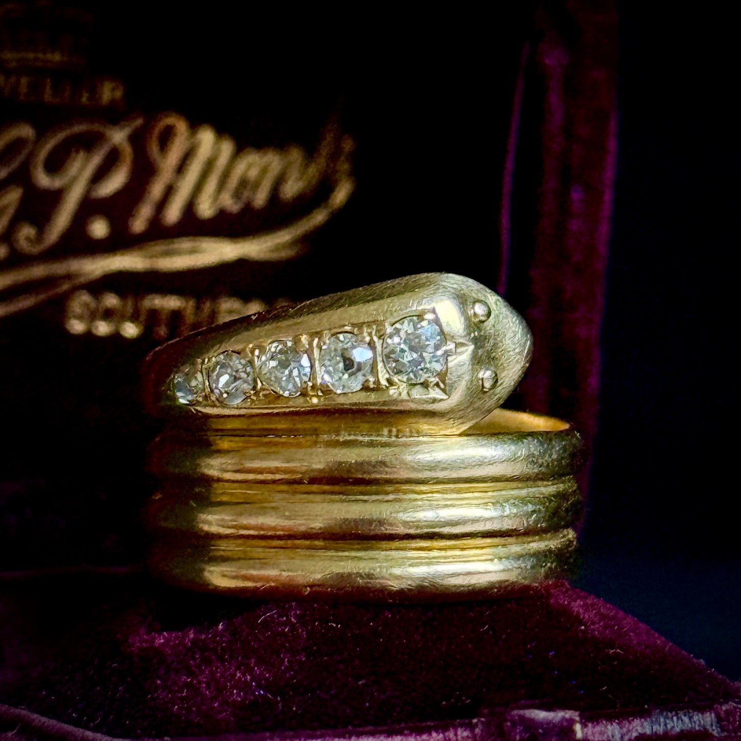Superb Antique Diamond Snake Ring in 18 Carat Gold; Circa 1912