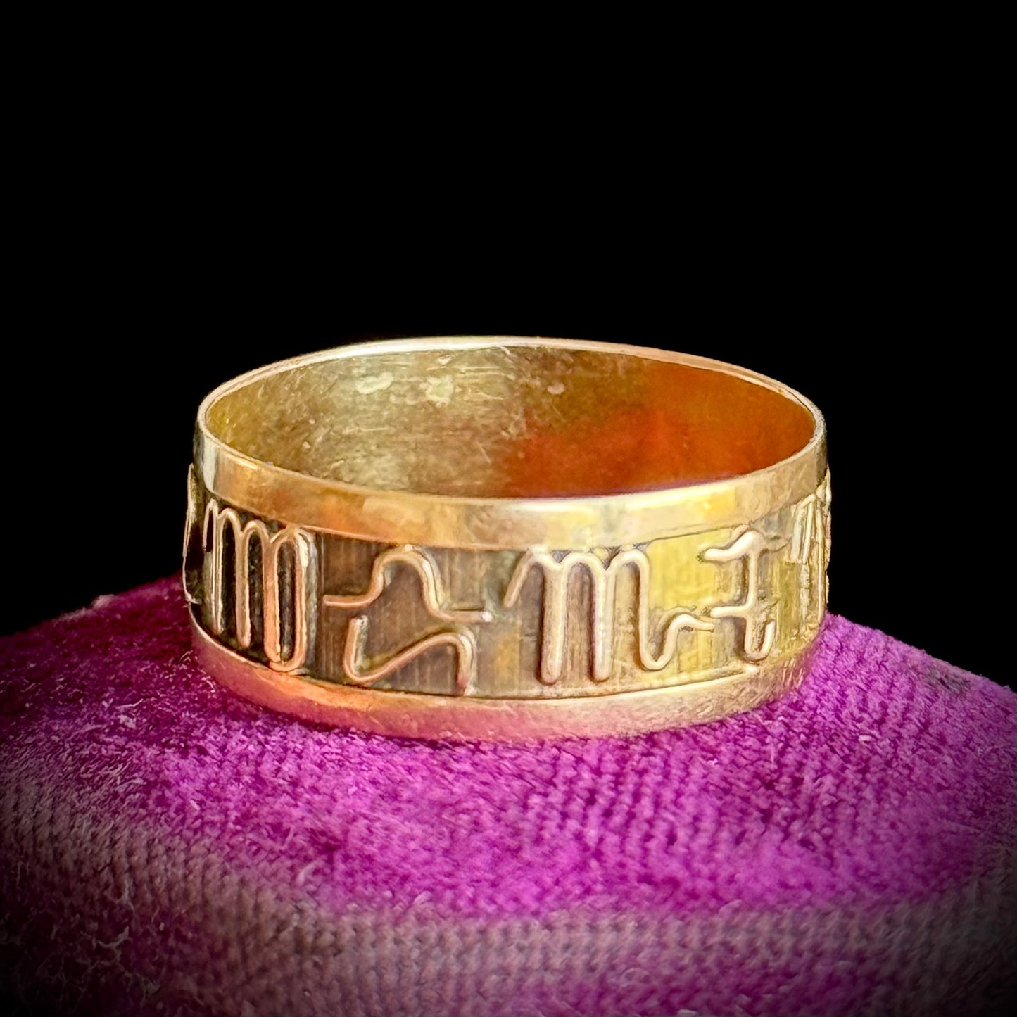 Antique Zodiac Ring in 18 Carat Gold; Circa 1900