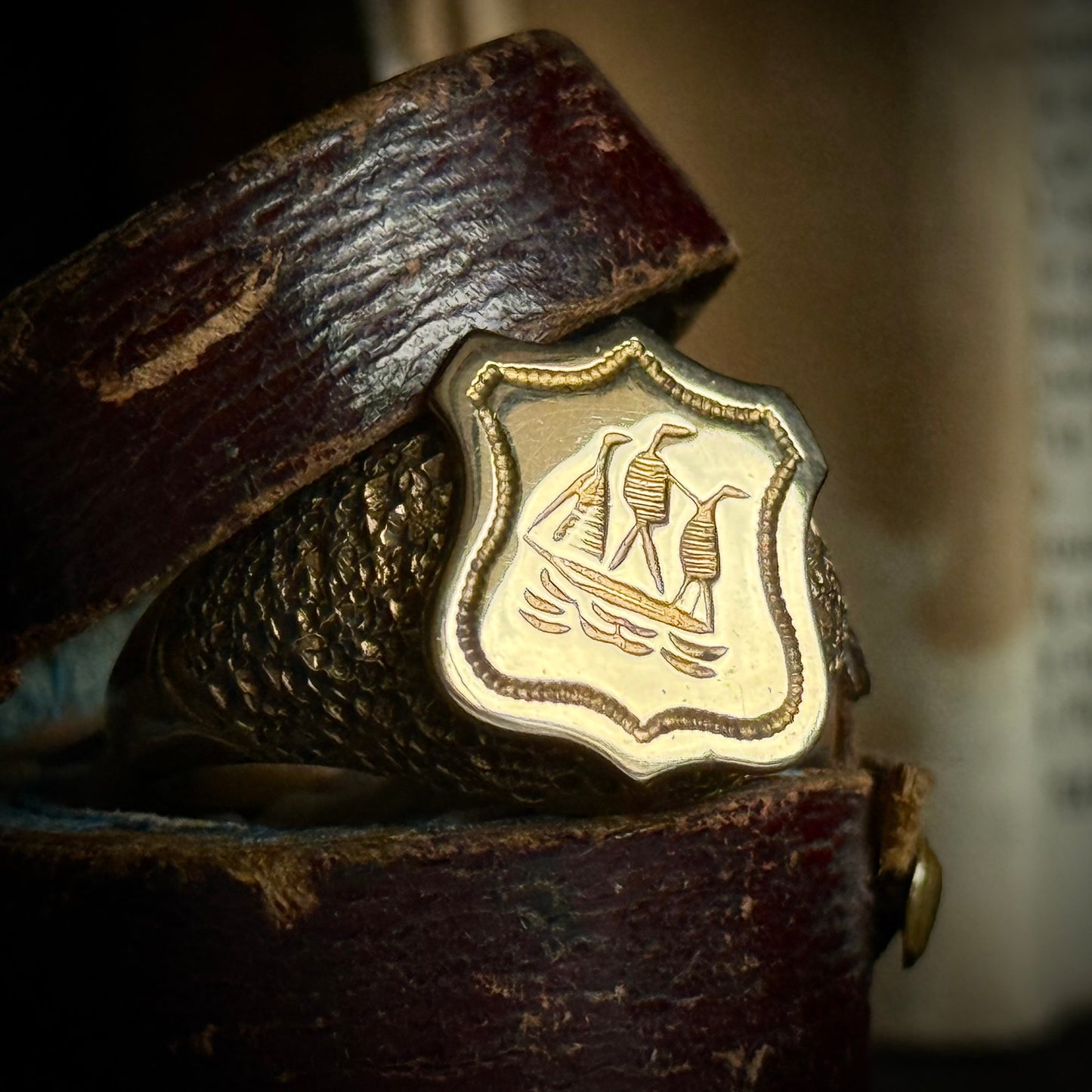 Victorian Heavy Nautical Ship Intaglio Signet ring
