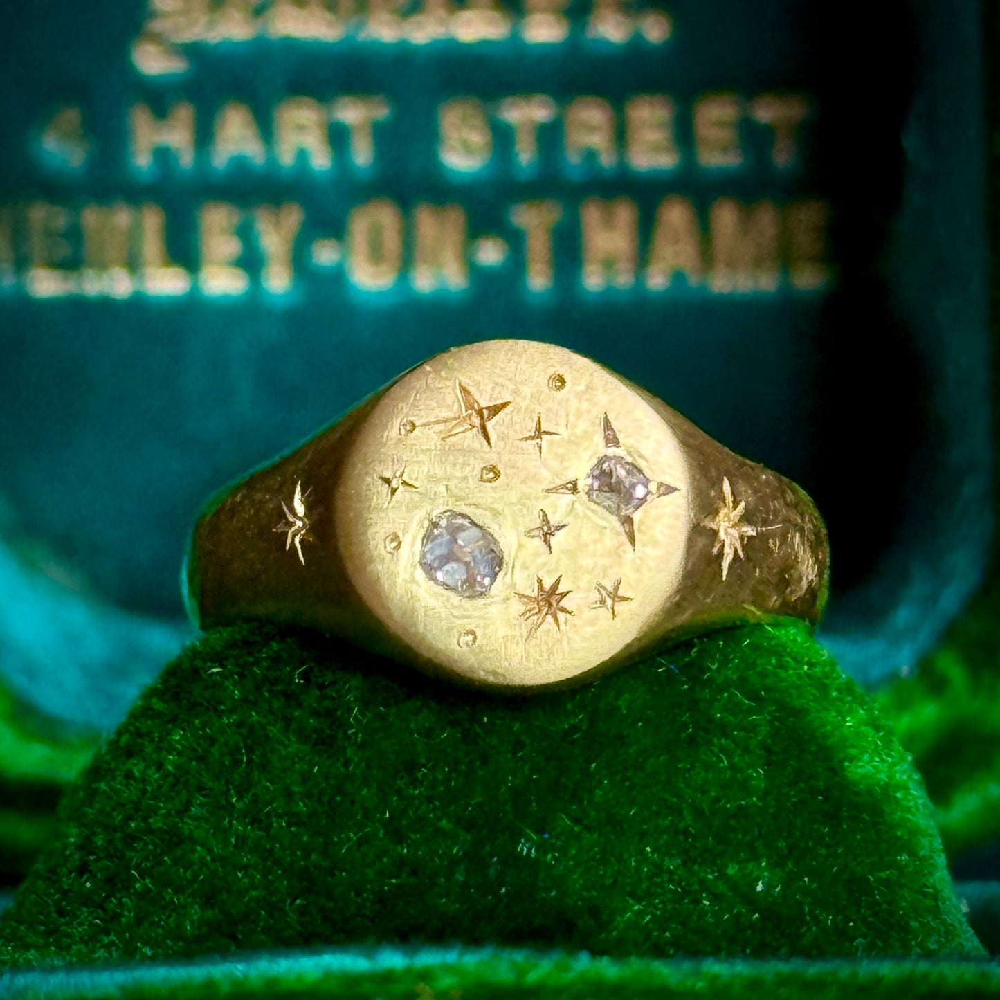 Celestial Diamond Signet Ring in 9 Carat Gold