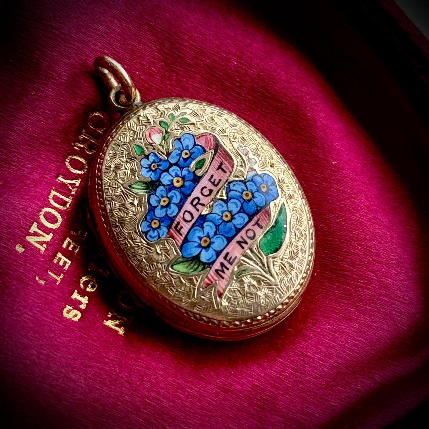 Victorian Enamel “Forget Me Not” Sentimental Locket; Circa 1890