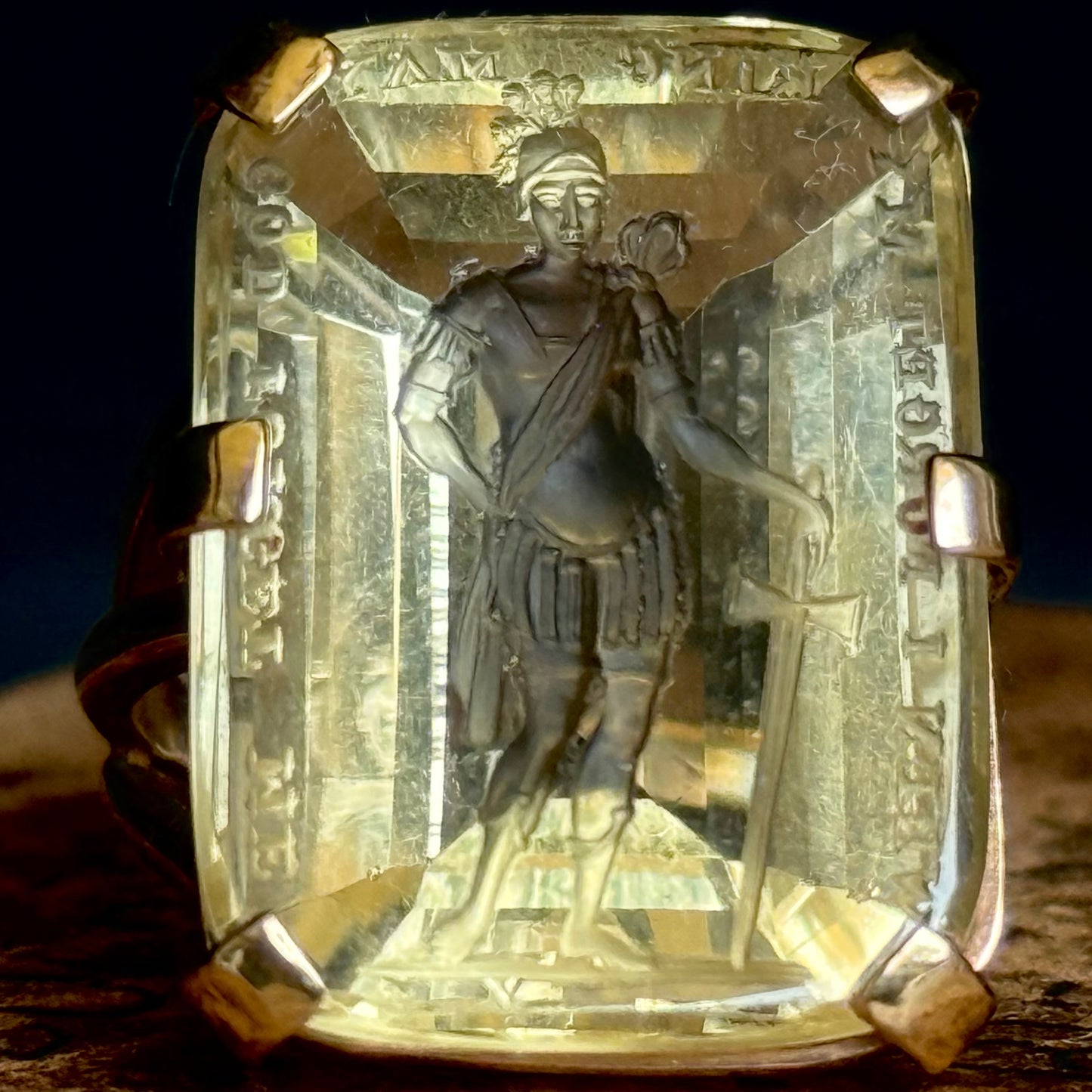 Substantial Citrine Intaglio Ring in 9 Carat Gold