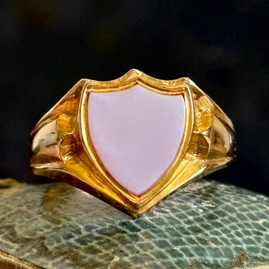 Antique Edwardian Shield Signet Ring; Circa 1909