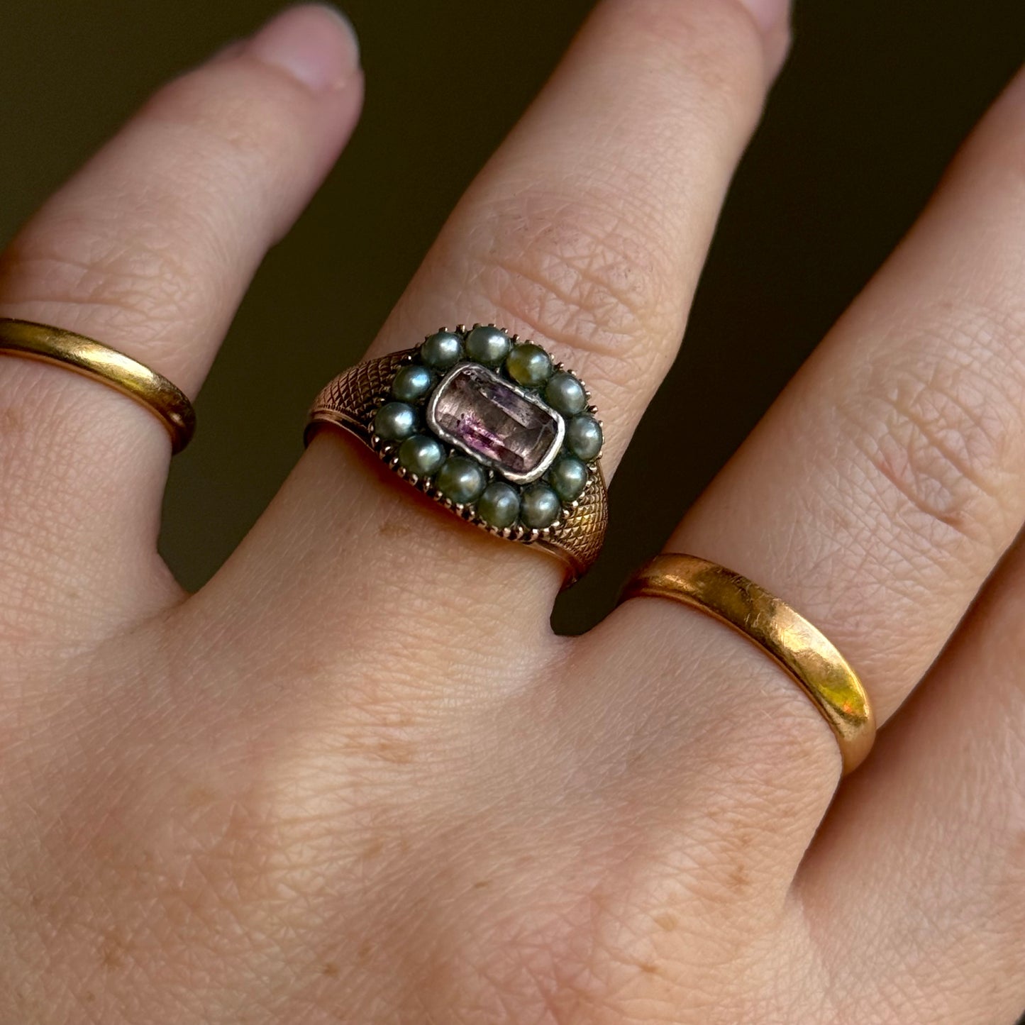 Antique Georgian Amethyst Mourning Ring; Circa 1813