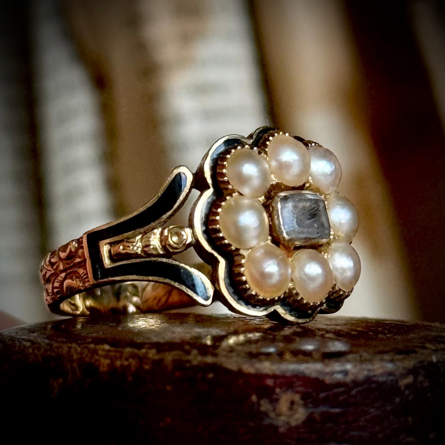 Georgian Era Hidden Locket Mourning Ring; Circa 1829