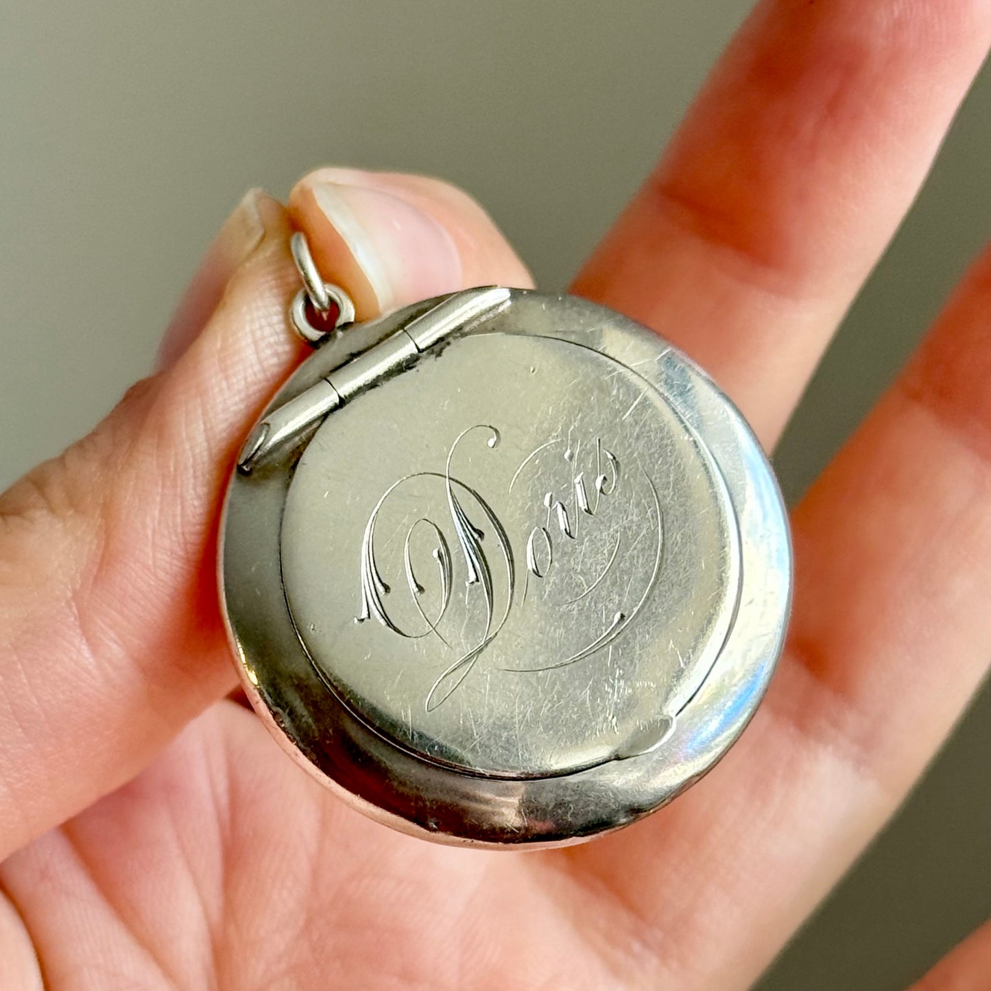 Antique 'Dorris' Sterling Silver Compact Locket