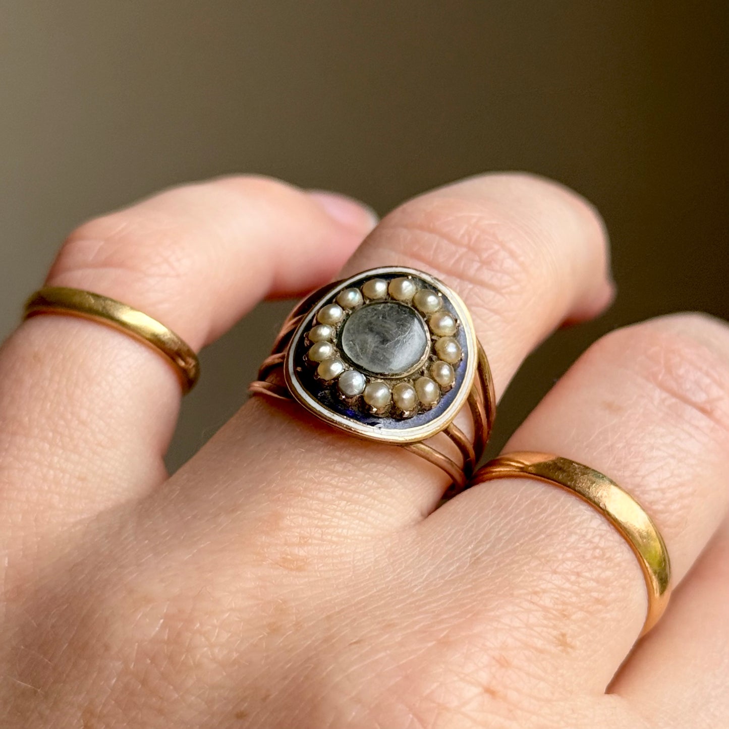 Antique Georgian Enamel Mourning Ring