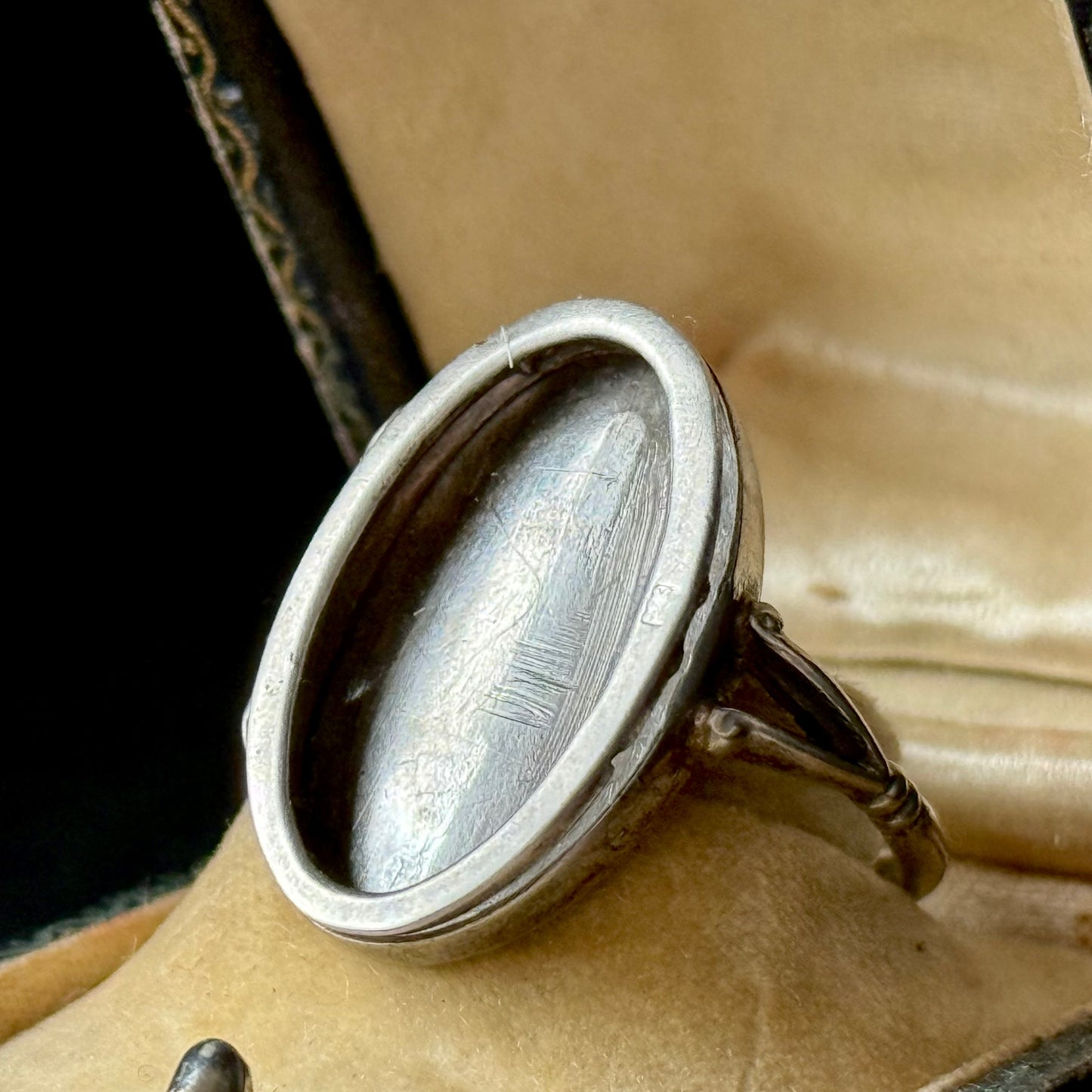 Unusual 1930's Sterling Silver Locket Ring