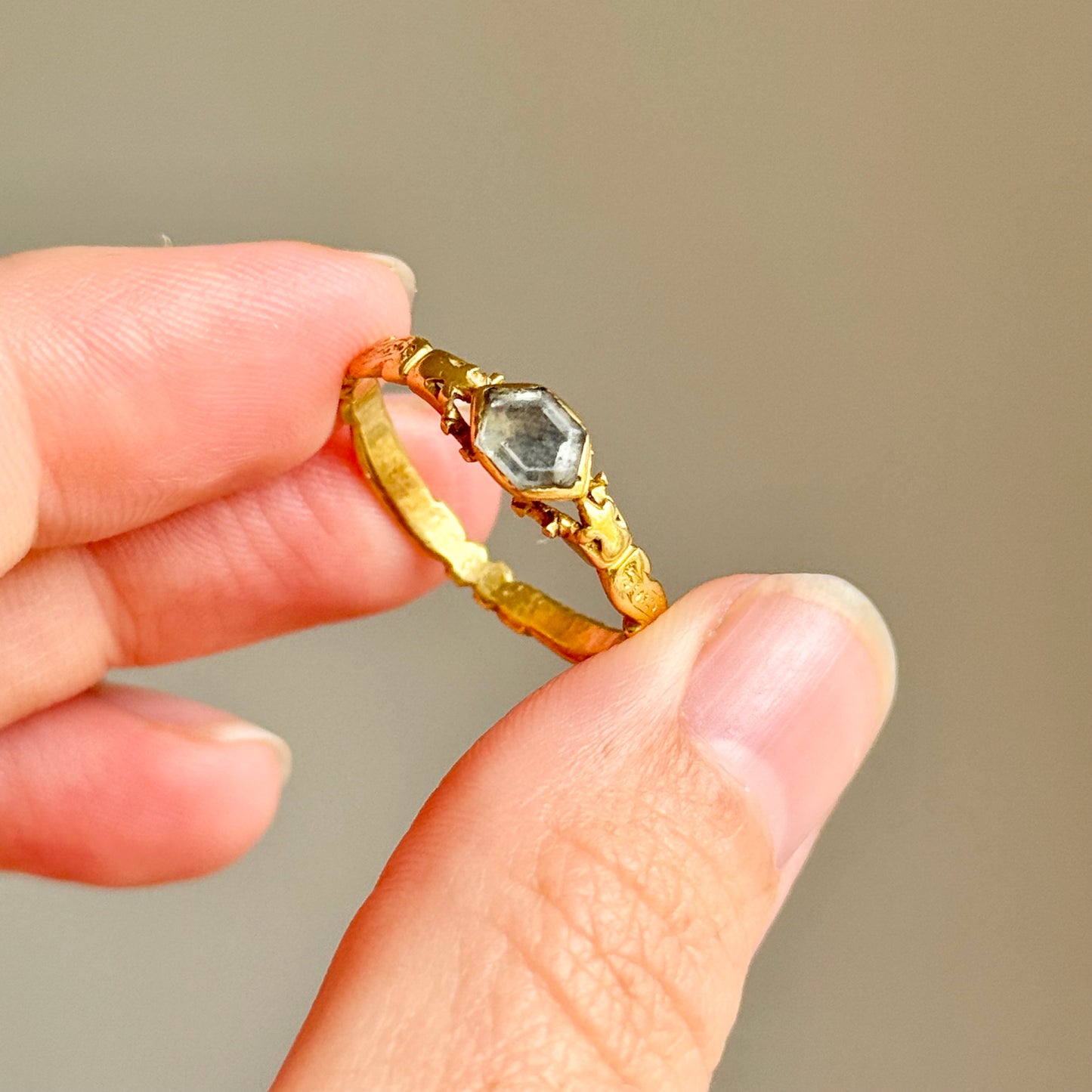 Georgian Stuart Crystal Ring in 18 Carat Gold; circa 1750