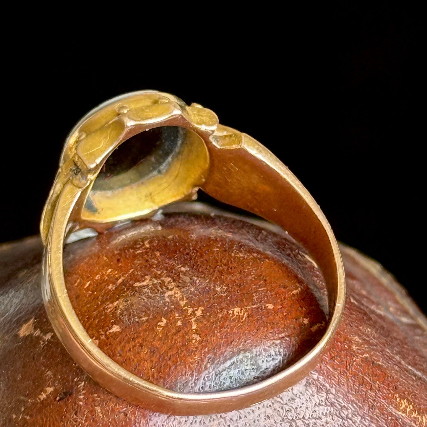 Antique Victorian Sardonyx Ring in 15 Carat Gold; Circa 1867