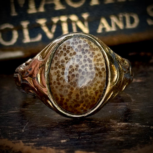 Antique Victorian Jasper Signet Ring; Circa 1890