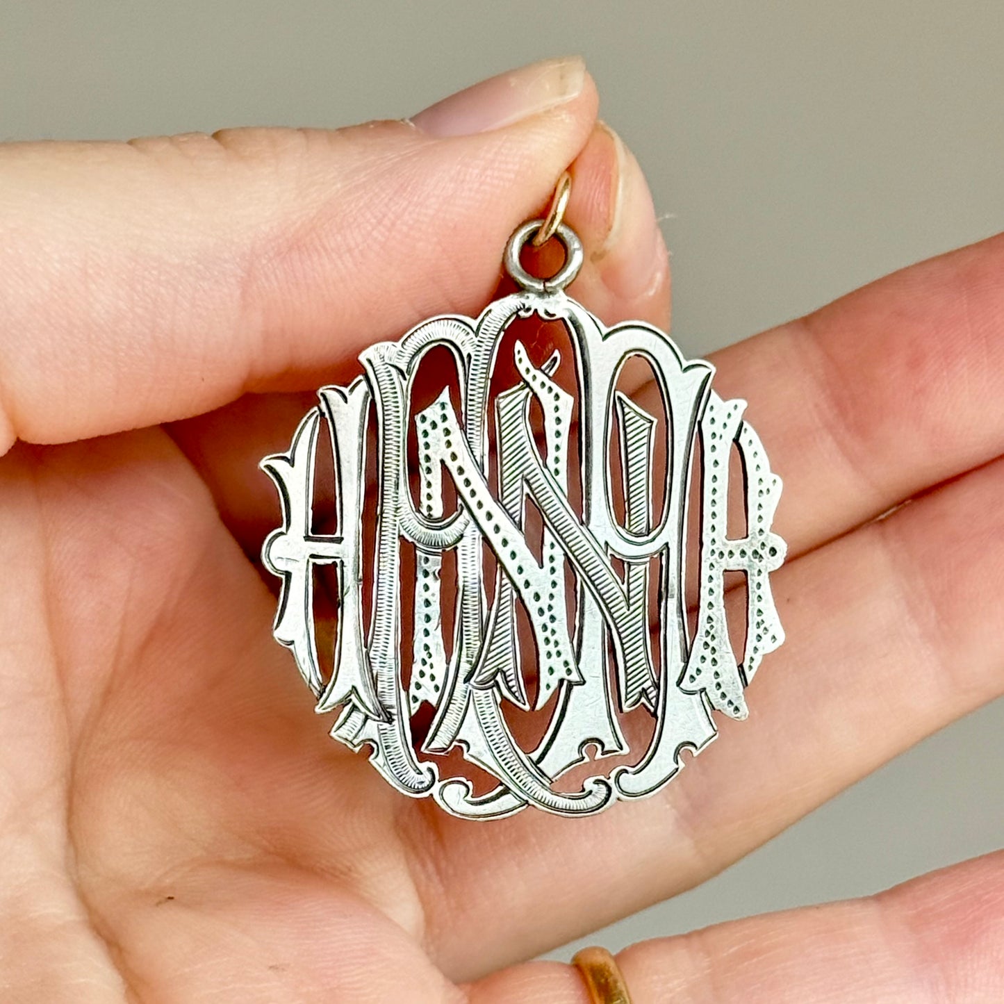 Antique 'Hannah' Pendant in Silver; Circa 1889