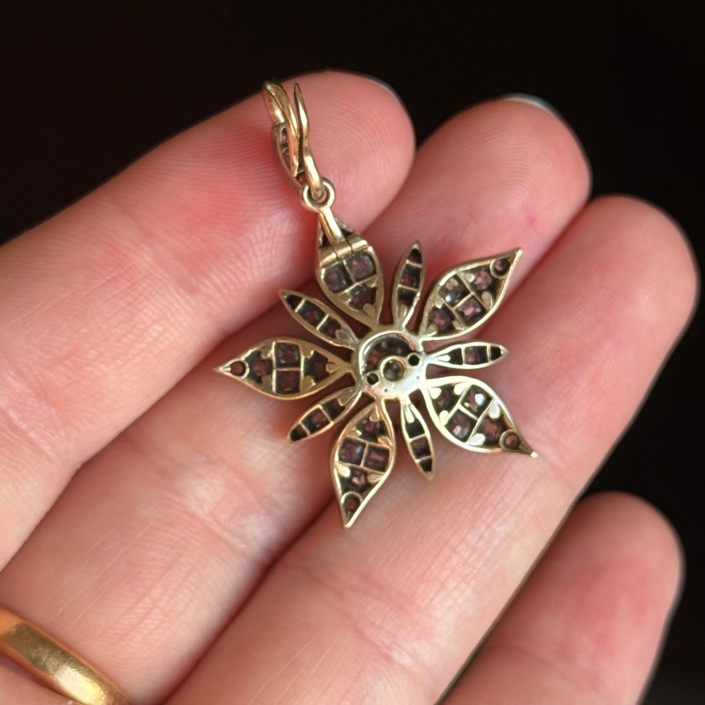 Antique Victorian Diamond Flowerhead Brooch Pendant in Original Box