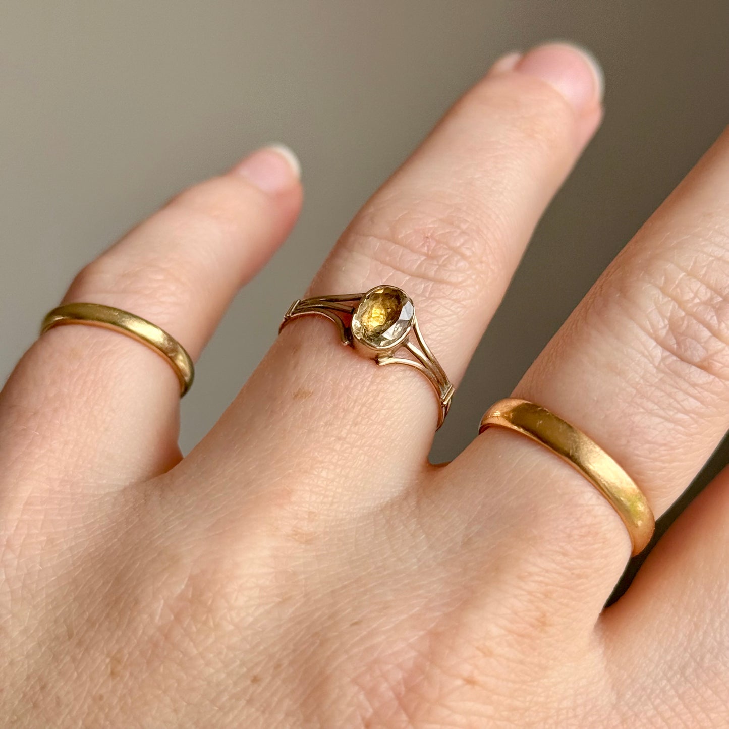 Georgian Citrine Ring in 9 Carat Gold; Circa 1830