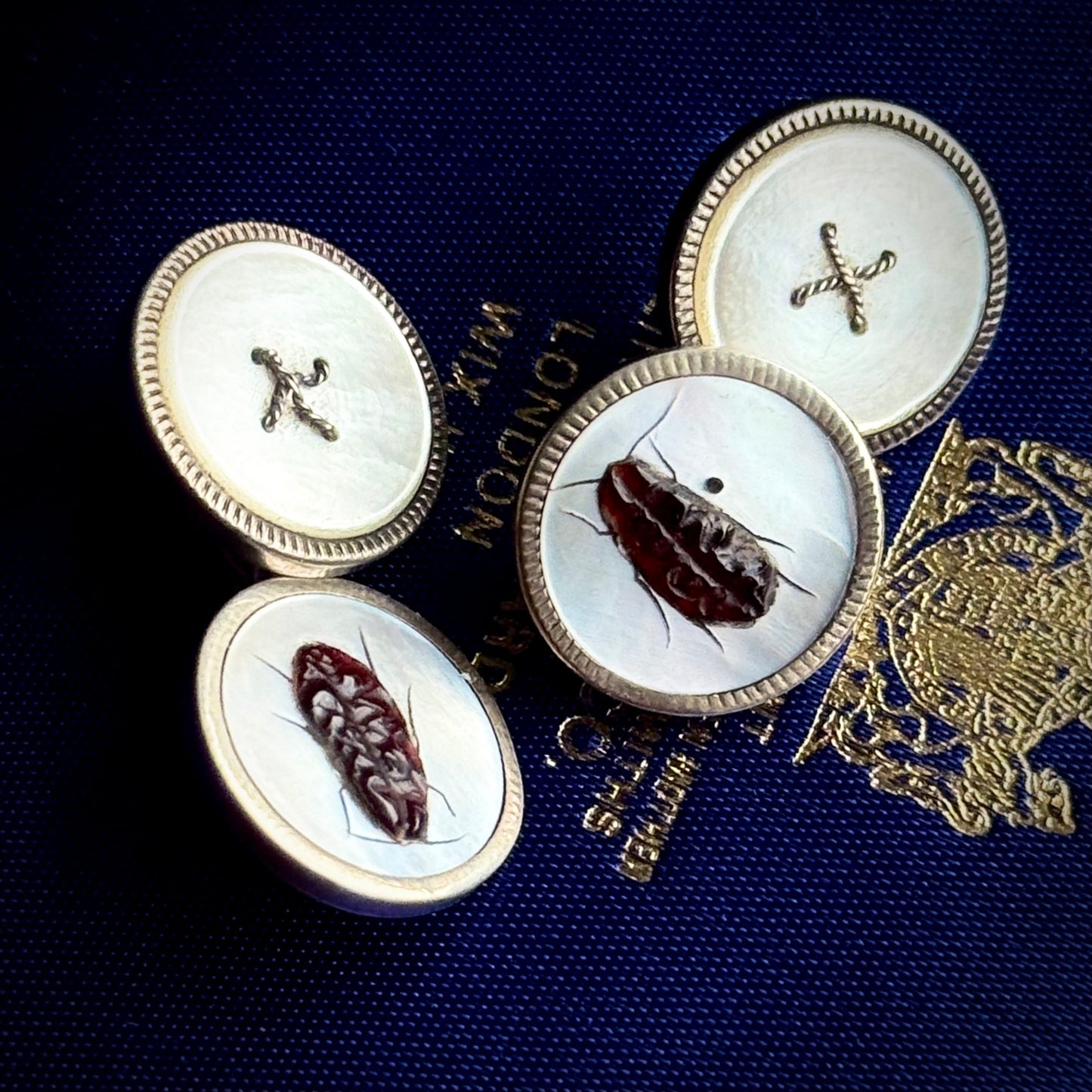 Shibayama & Mother of Pearl Cufflinks in Sterling Silver