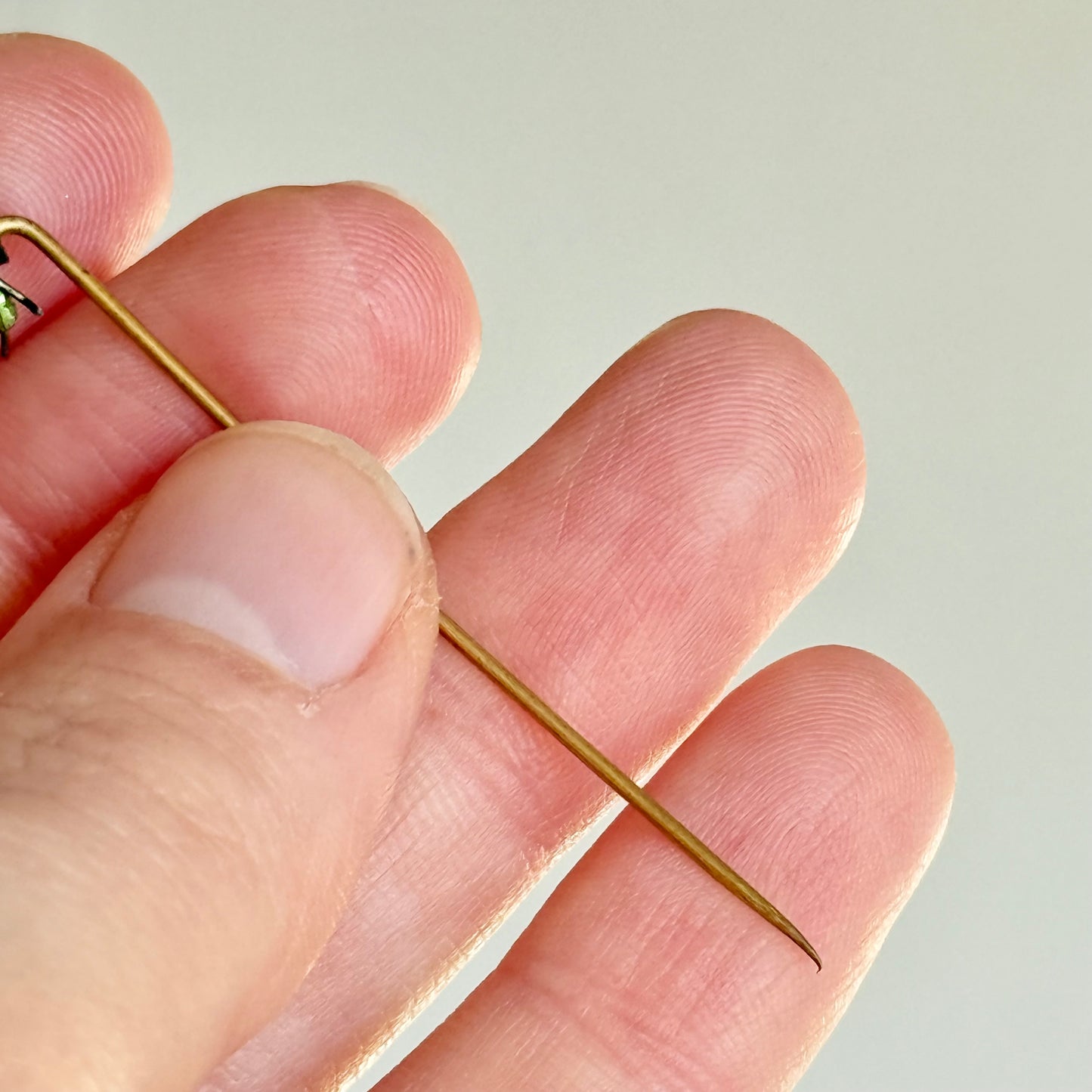 Realistic Antique Boxed Blue Bottle Fly Stick Pin; Circa 1895