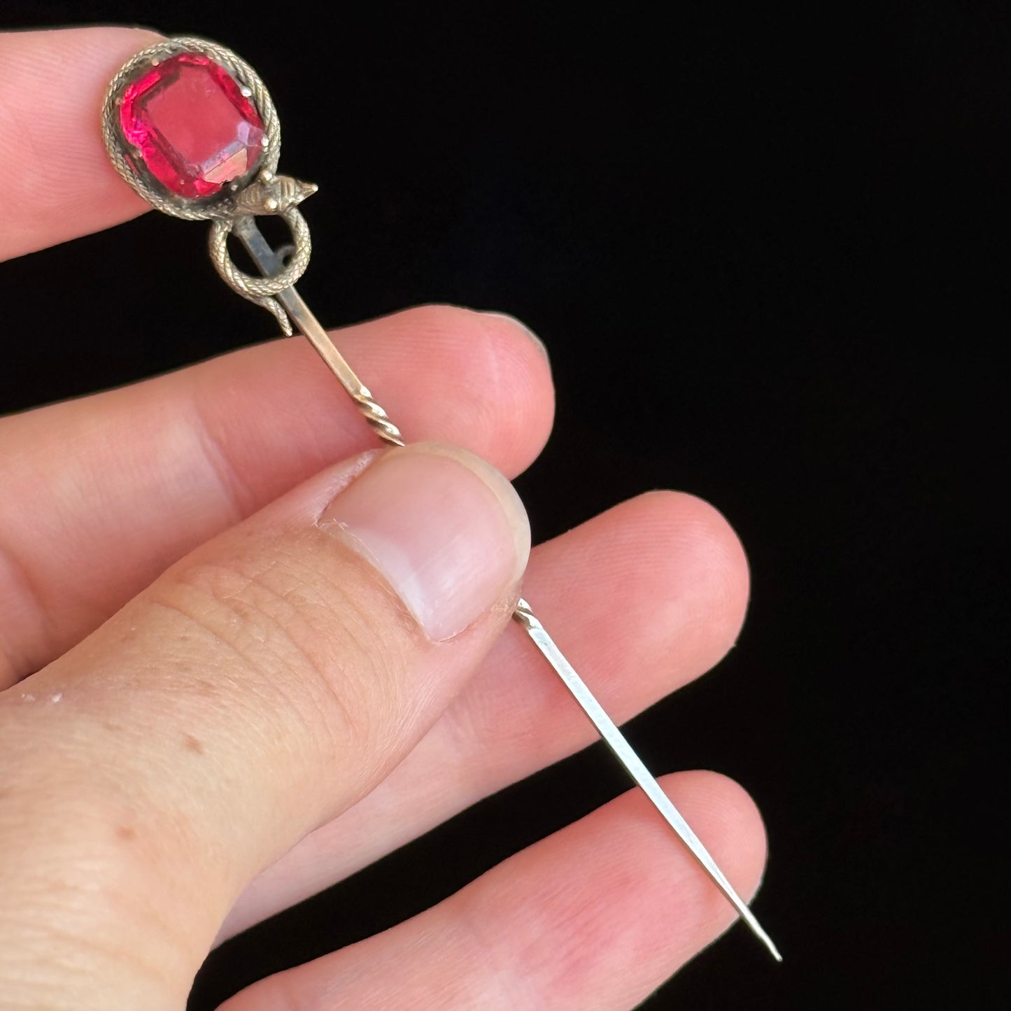 Antique Victorian Paste Serpent Pin; Circa 1880