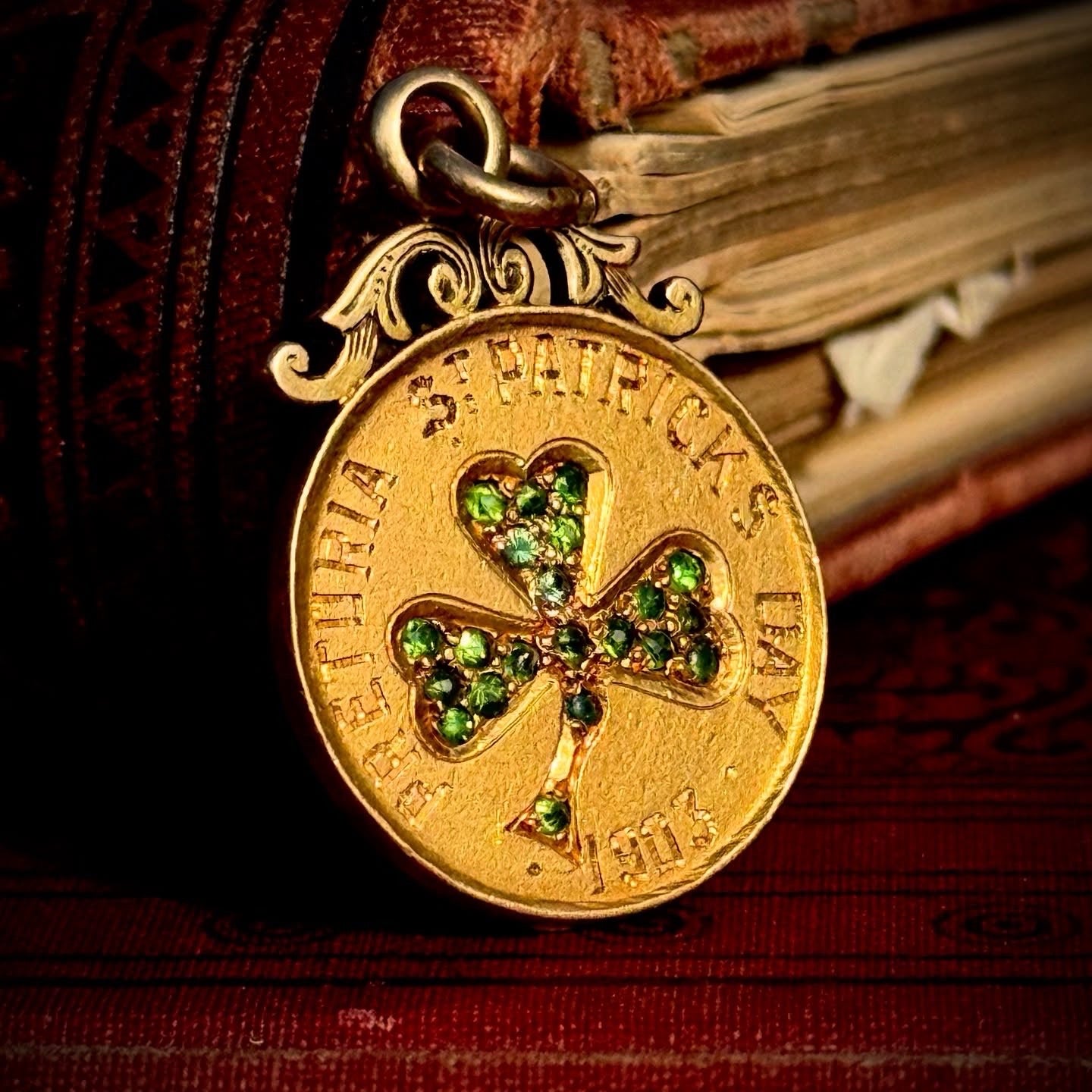 Antique Edwardian St Patrick's Day Pendant in 14 Carat Gold; Circa 1903 (Copy)