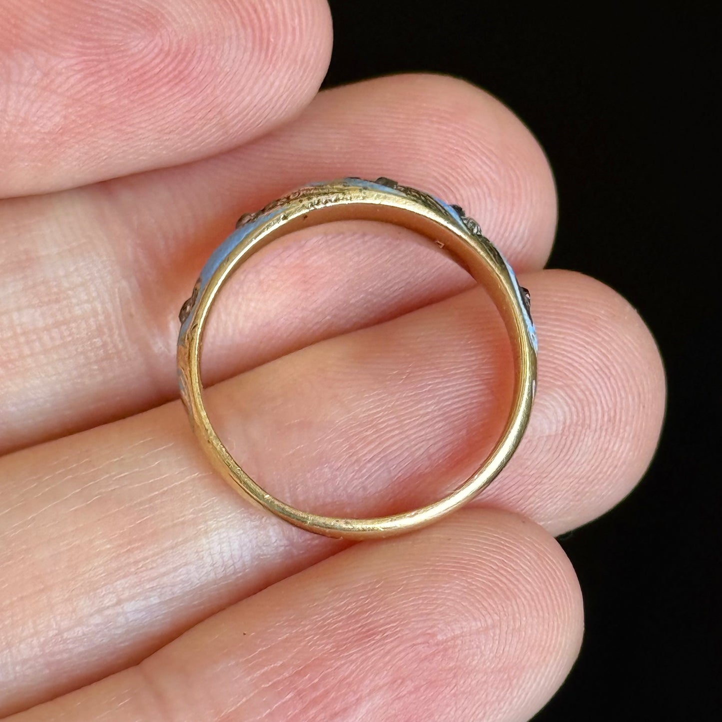 Antique Victorian Diamond & Blue Enamel Ring
