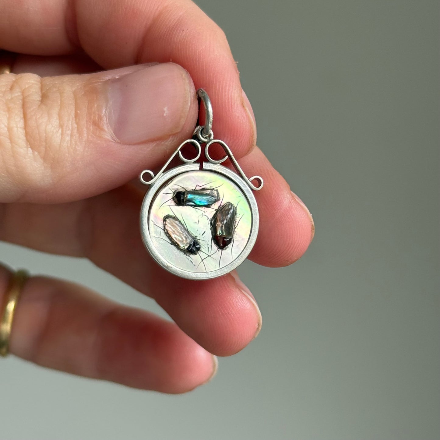 Shibayama & Mother of Pearl Pendant in Sterling Silver