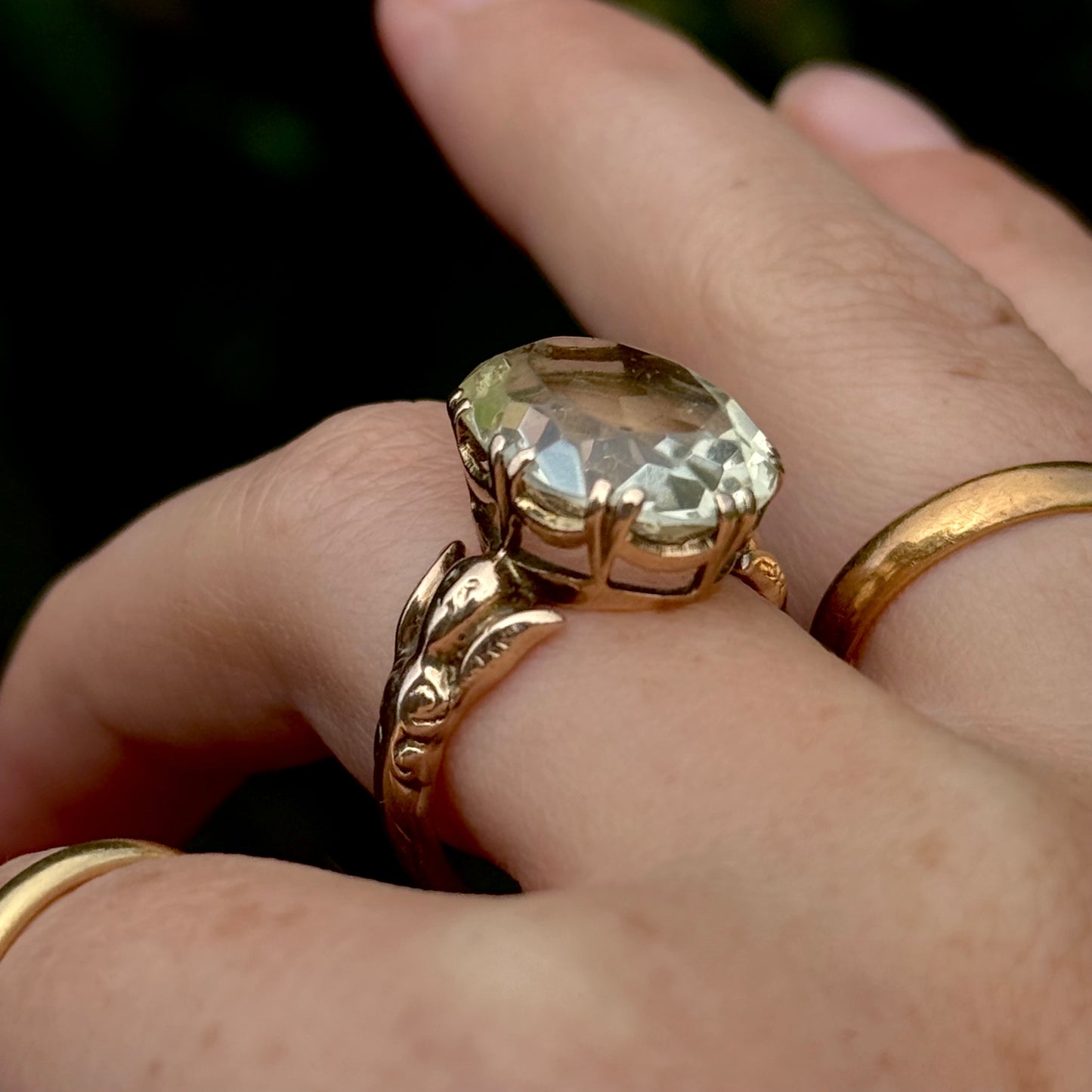 Vintage Citrine Angel Ring in 9 Carat Gold