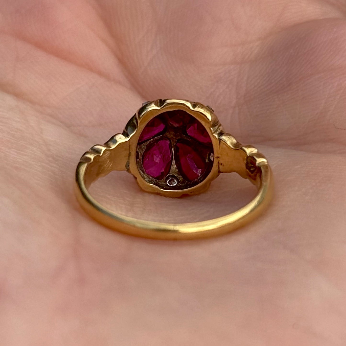 Antique Ruby & Diamond Viola Ring in 18 Carat Gold