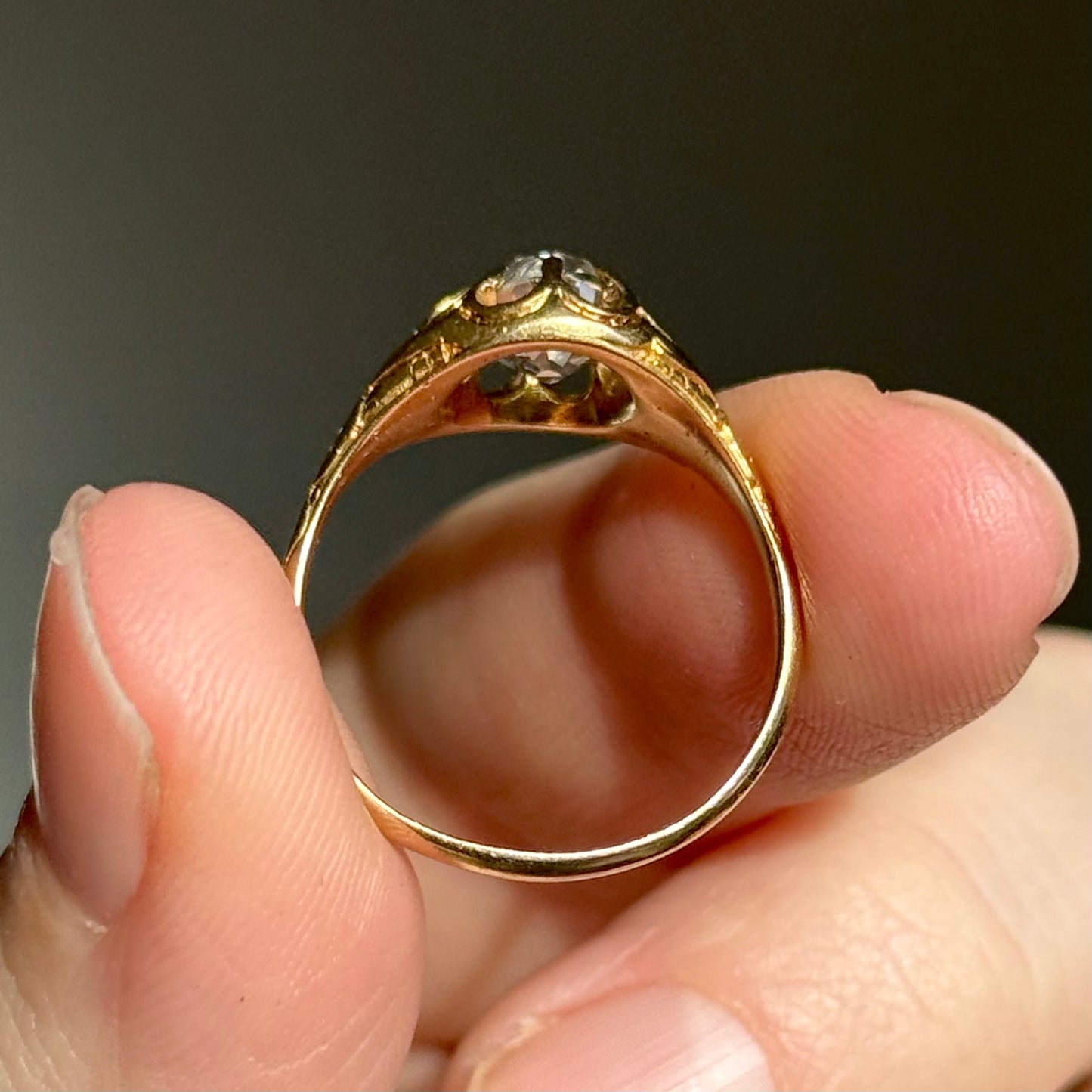Antique Old Cut Diamond Ring in 15 Carat Gold; Circa 1870
