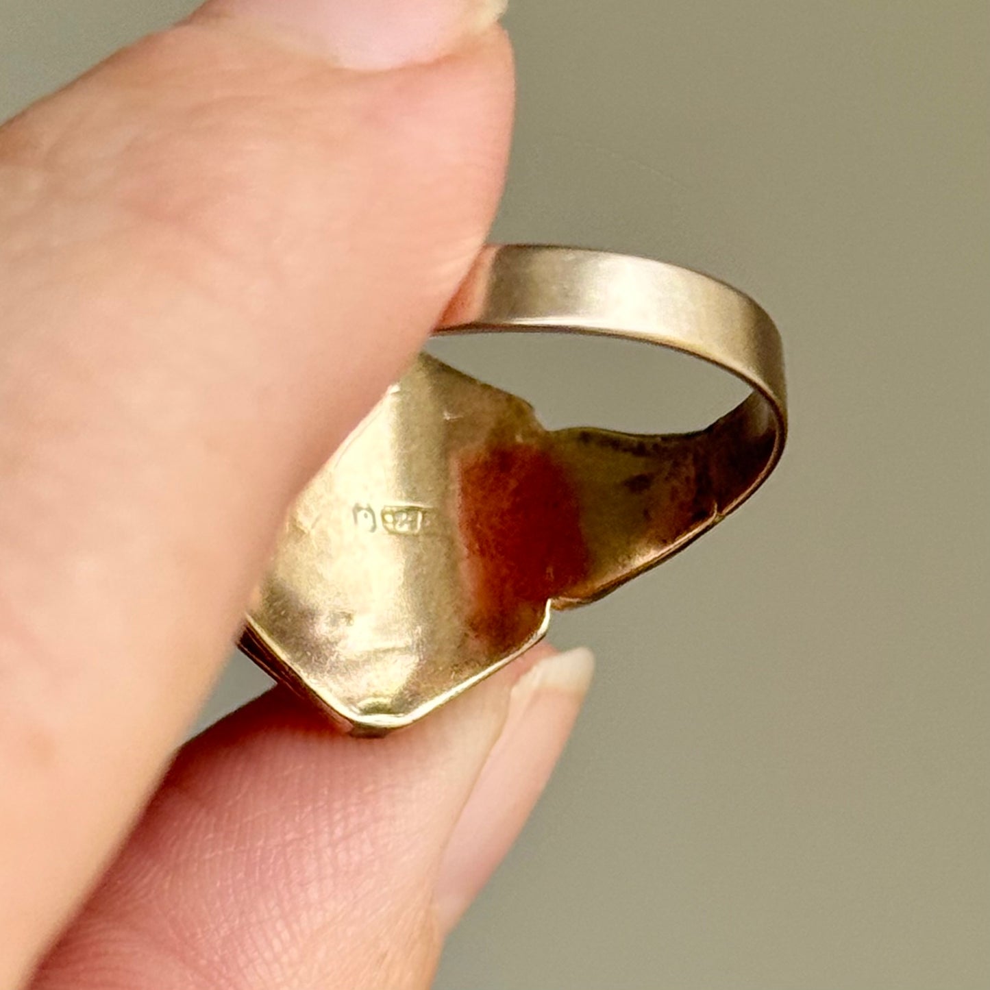 Antique Bloodstone Signet Ring in 9 Carat Gold, Circa 1880